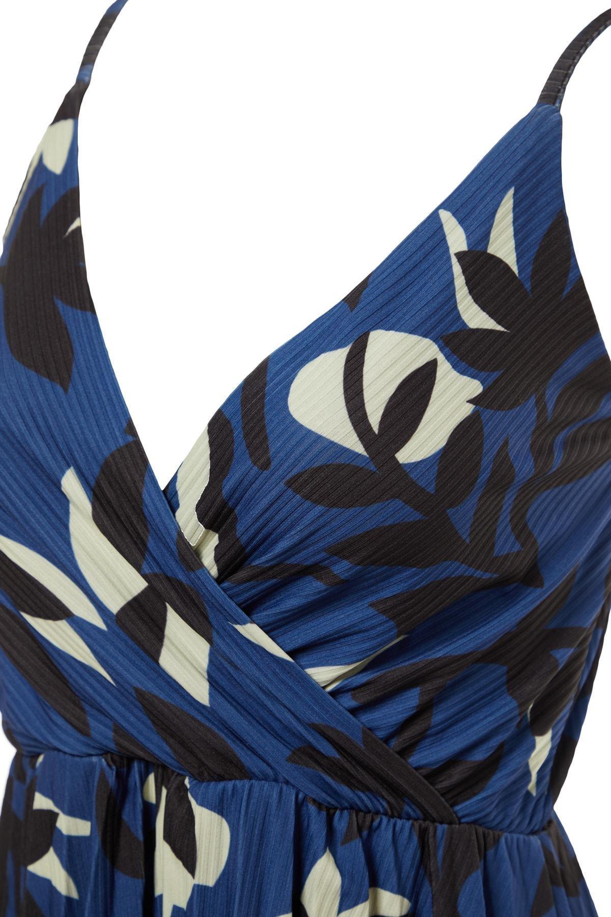 Multicolour Floral Patterned Pleated Dress, , large image number 6
