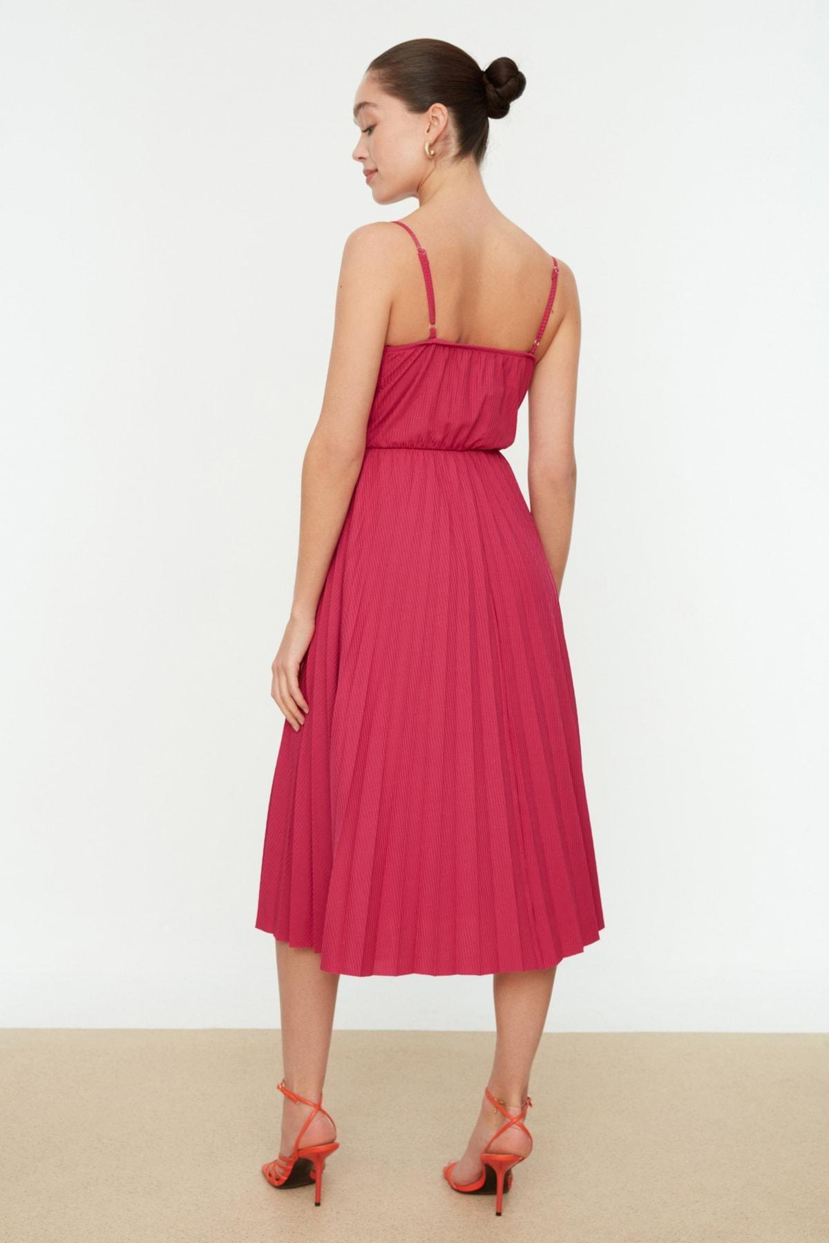 Pink Pleated Midi Dress, , large image number 4