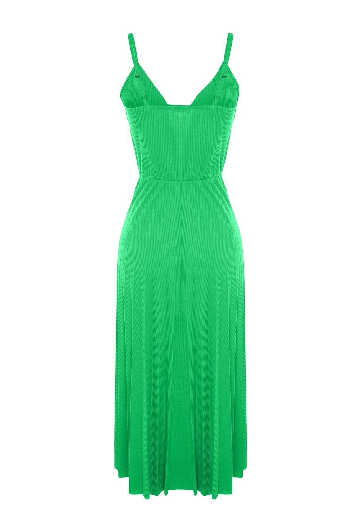 Green Pleated Midi Dress, , large image number 12