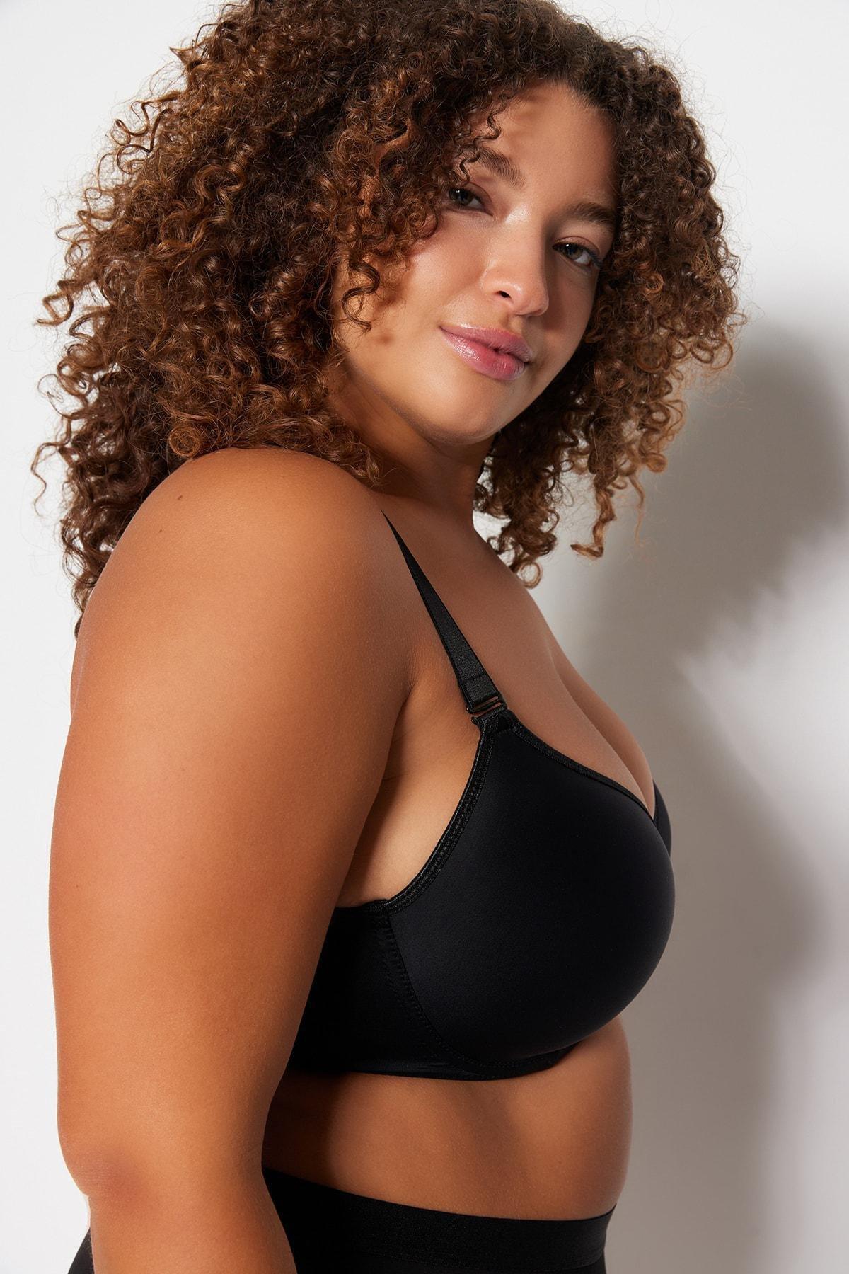 Black Plain Plus Size Bra, , large image number 1