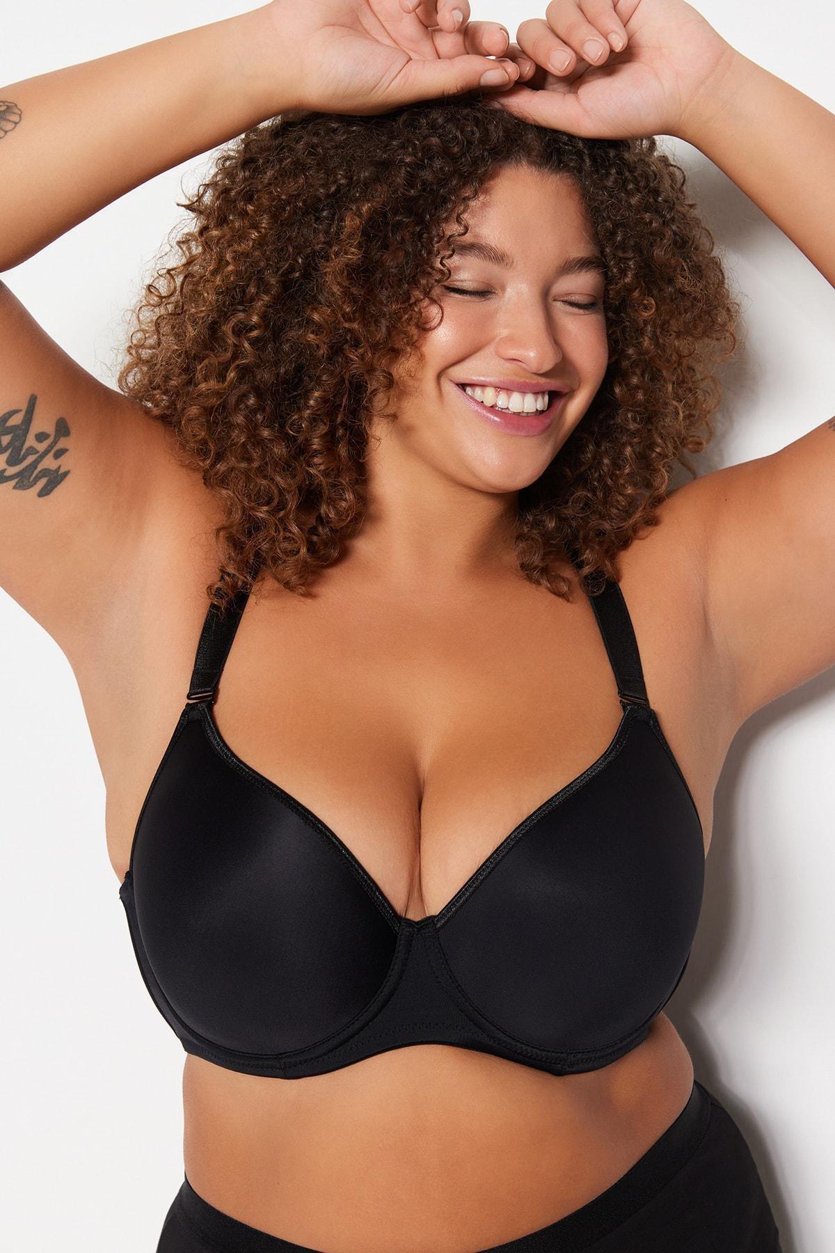 Black Plain Plus Size Bra, , large image number 3