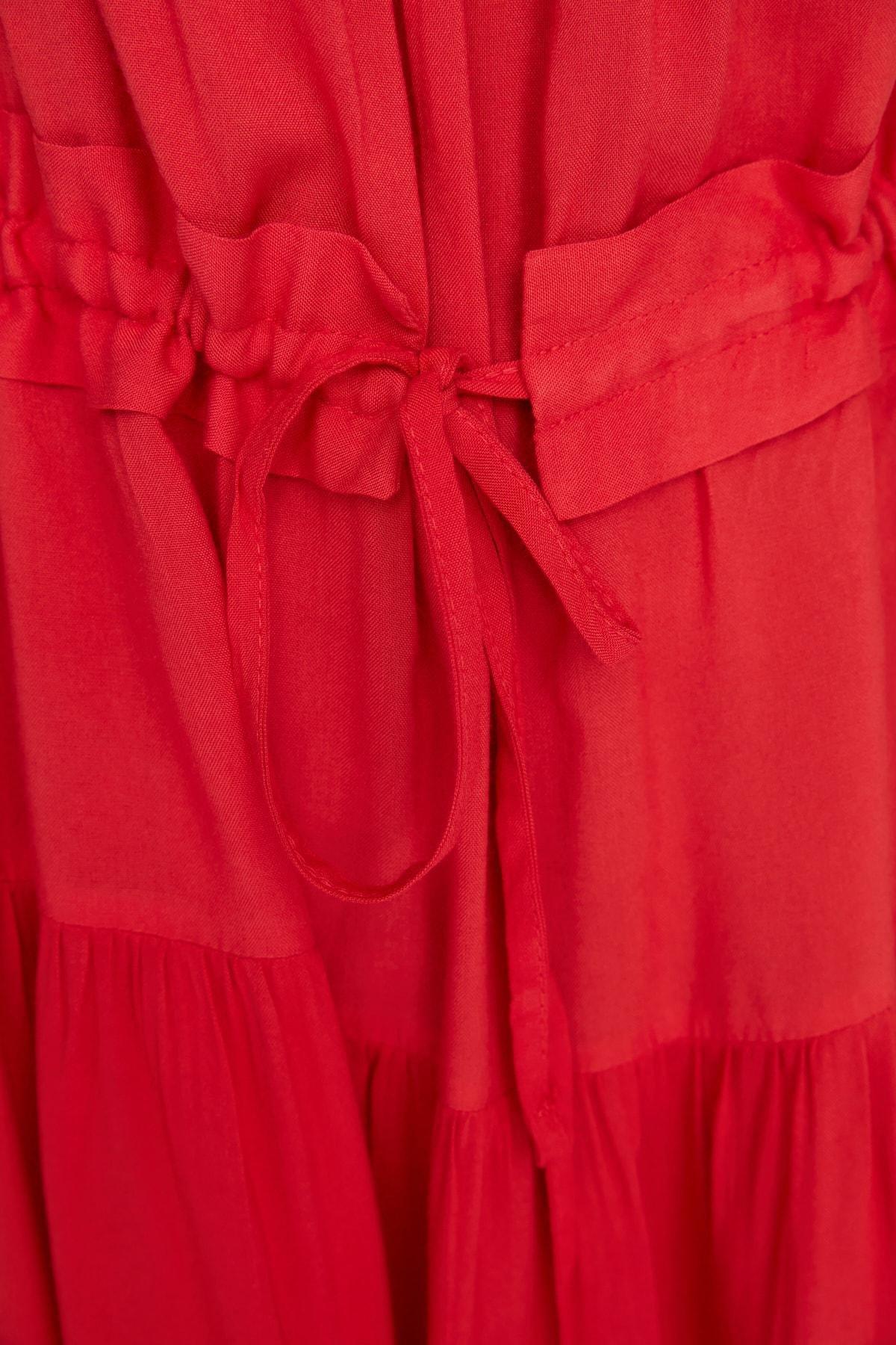 Red Pleated Mini Dress, , large image number 3