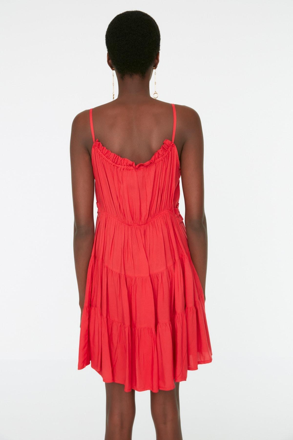 Red Pleated Mini Dress, , large image number 4