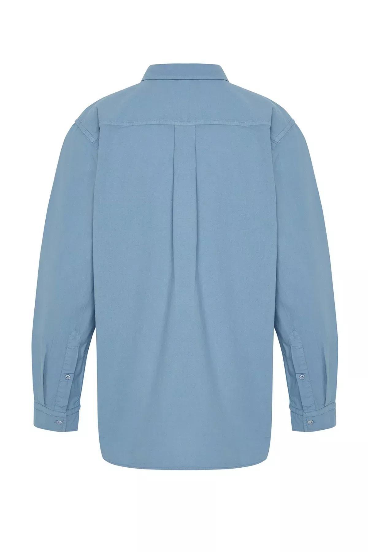 Blue Fitted Shirt, Anthracite, large image number 5