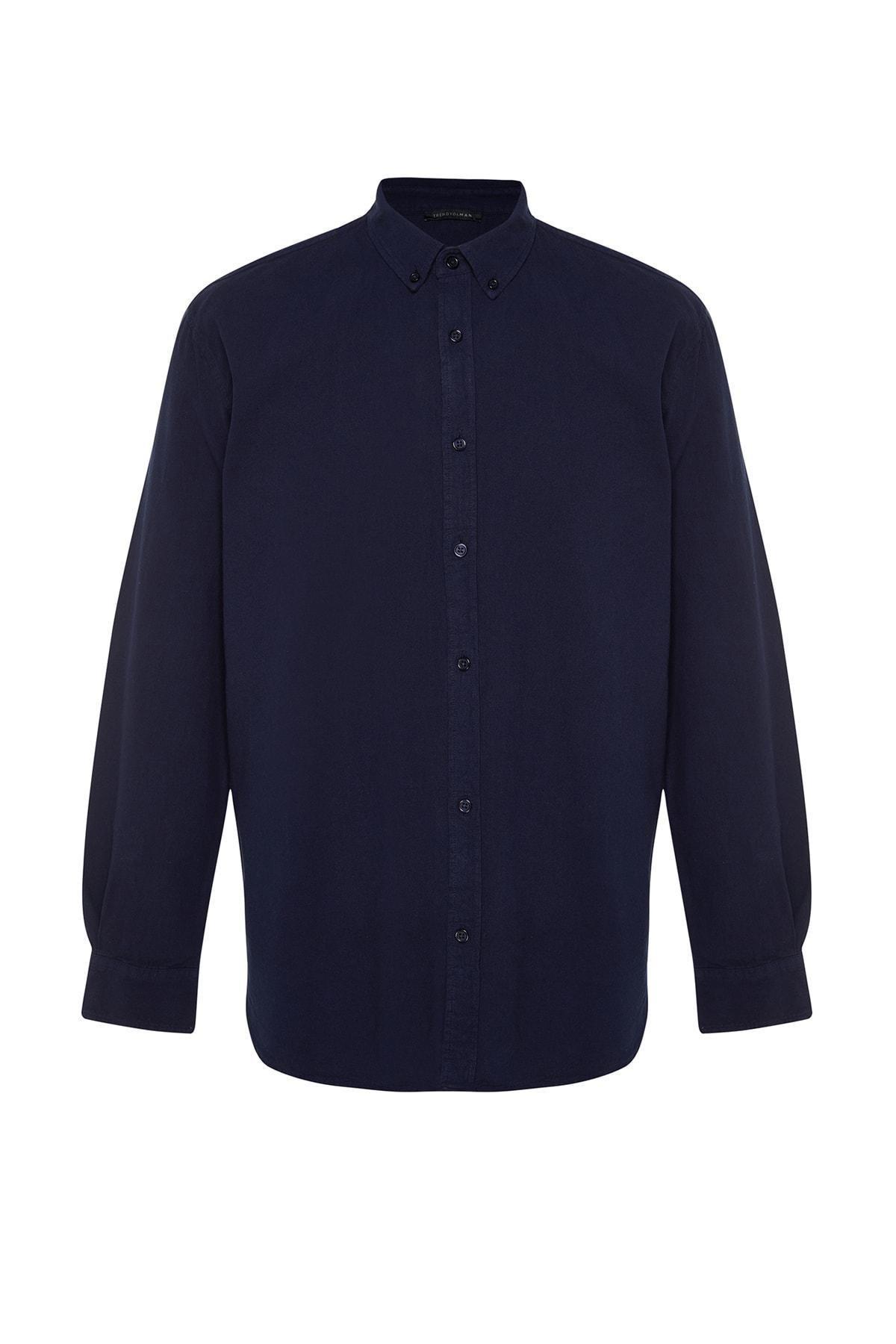 Navy Cotton Collared Shirt, , large image number 5