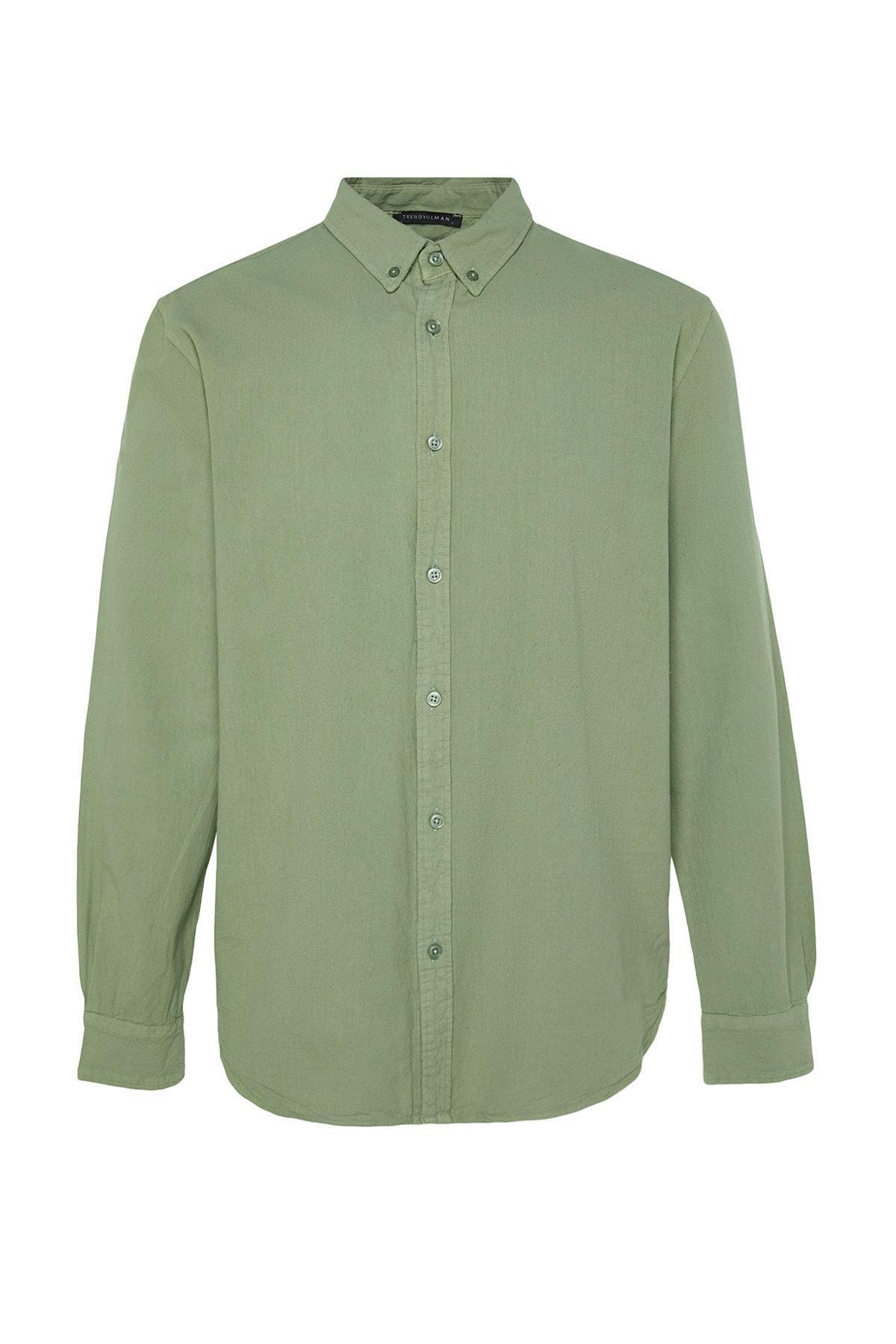 Khaki Cotton Collared Shirt, , large image number 2