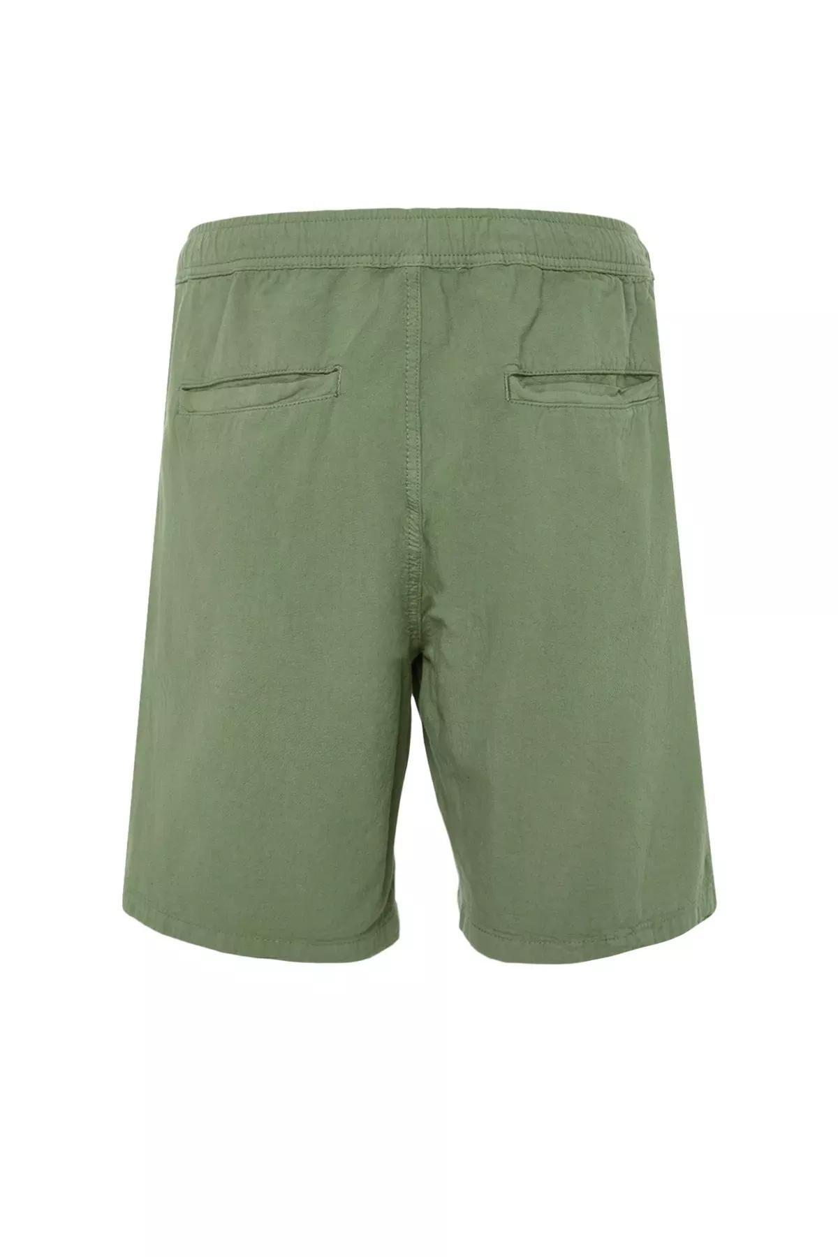 Khaki Loose Mid Waist Shorts, , large image number 6