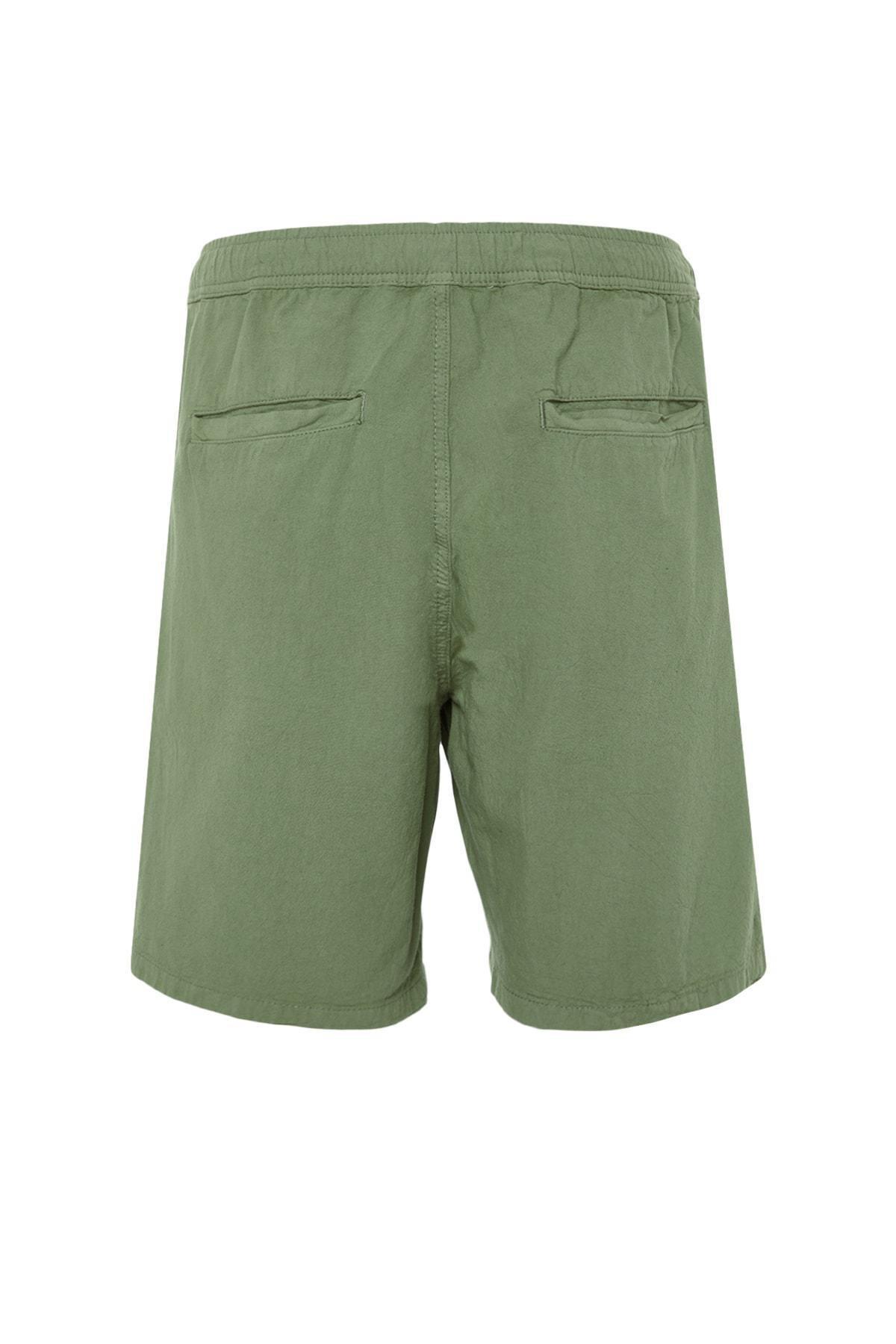Khaki Loose Mid Waist Shorts, , large image number 7