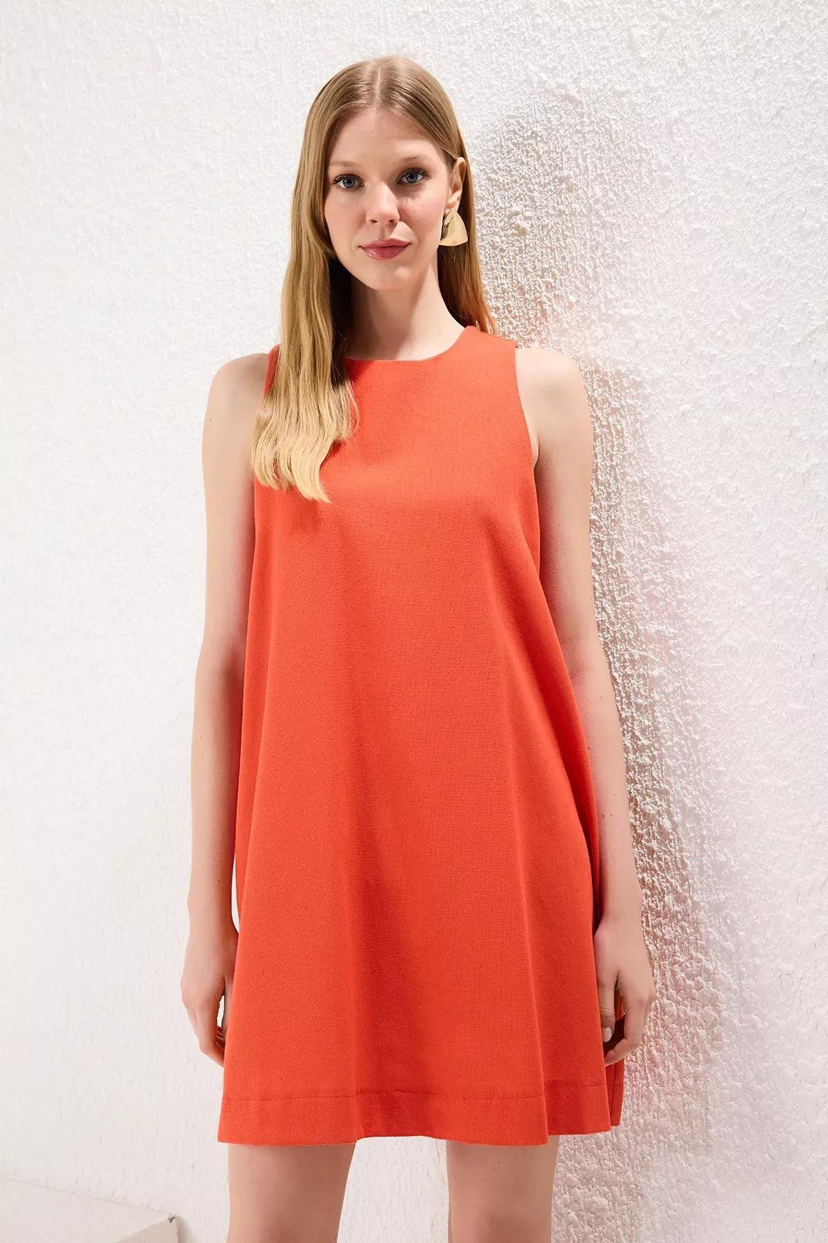 Red Plain Mini Dress, , large image number 1