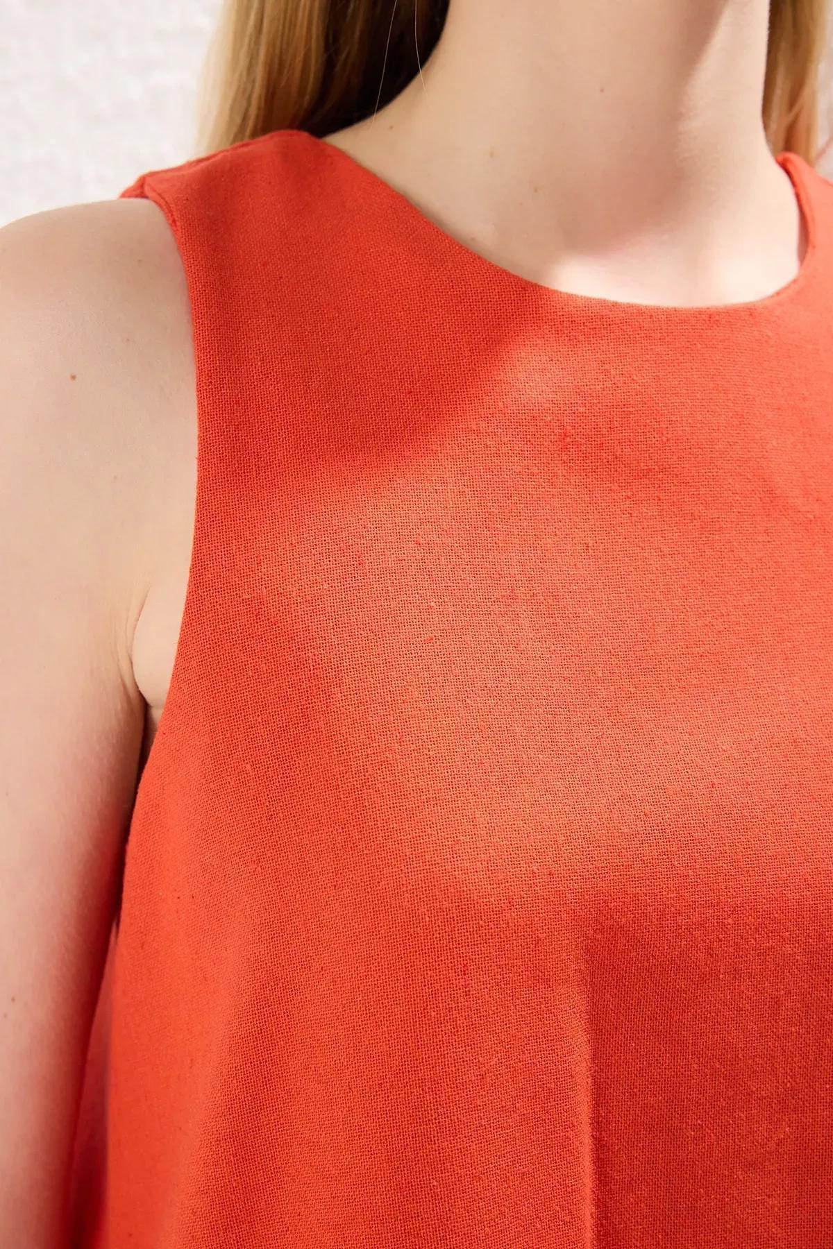Red Plain Mini Dress, , large image number 2