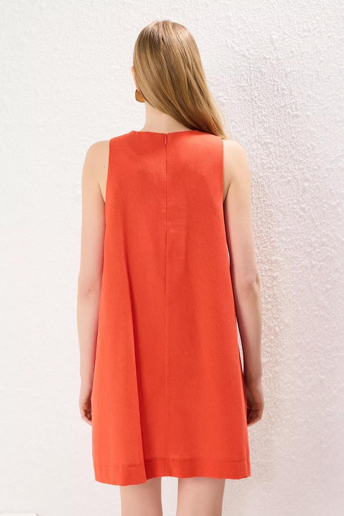 Red Plain Mini Dress, , large image number 3