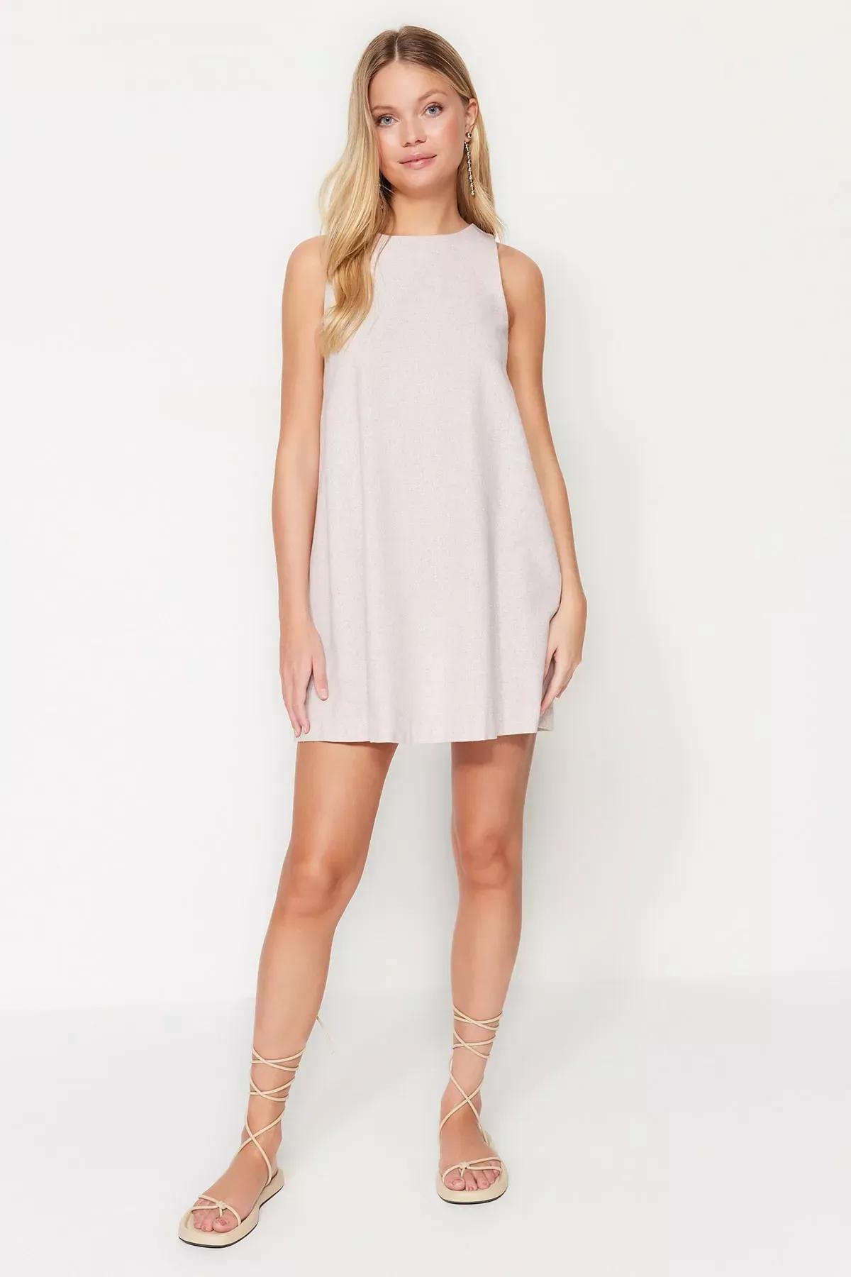 فستان بقصة واسعة، بيج, Beige, large image number 2