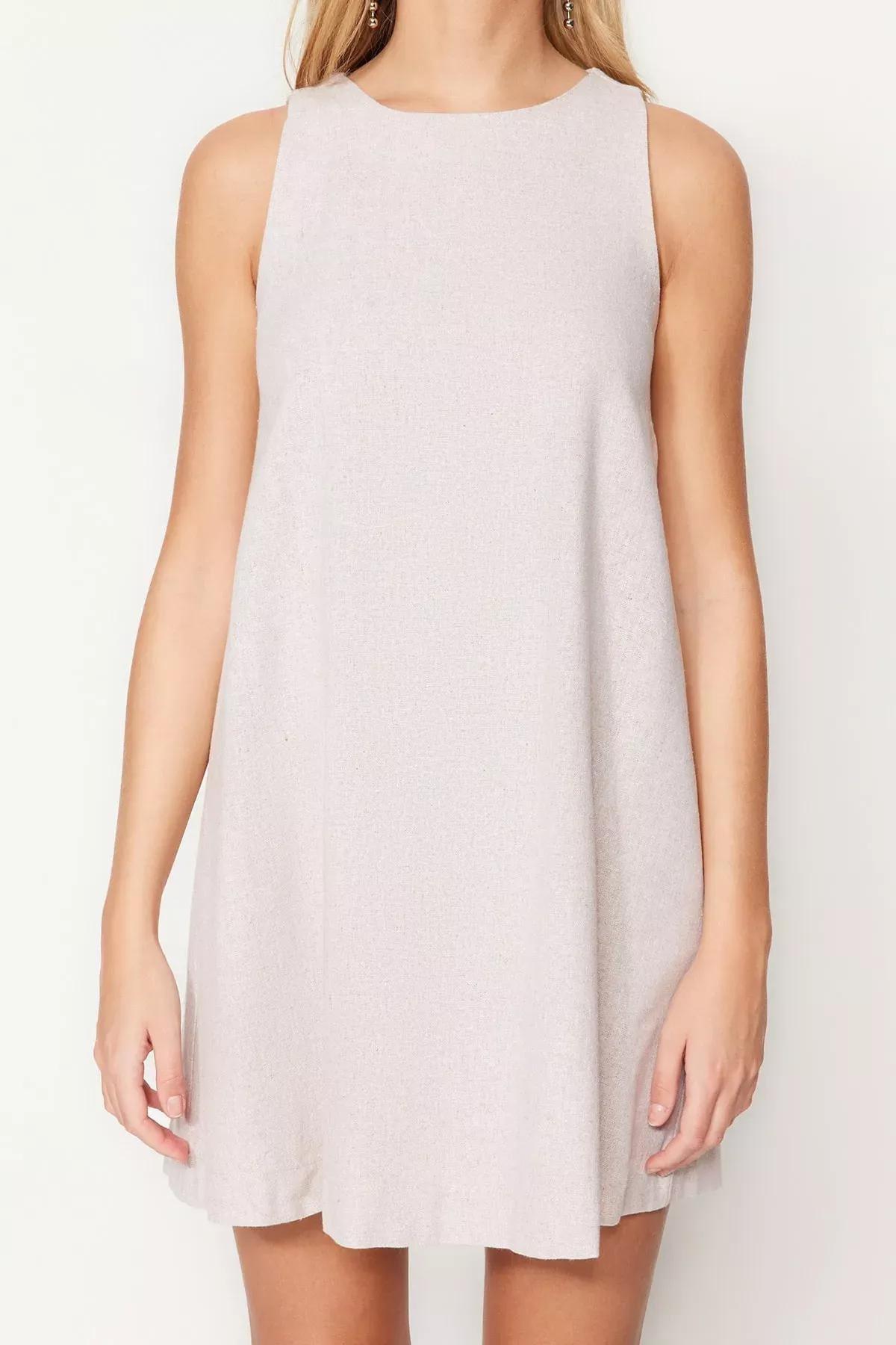 فستان بقصة واسعة، بيج, Beige, large image number 4