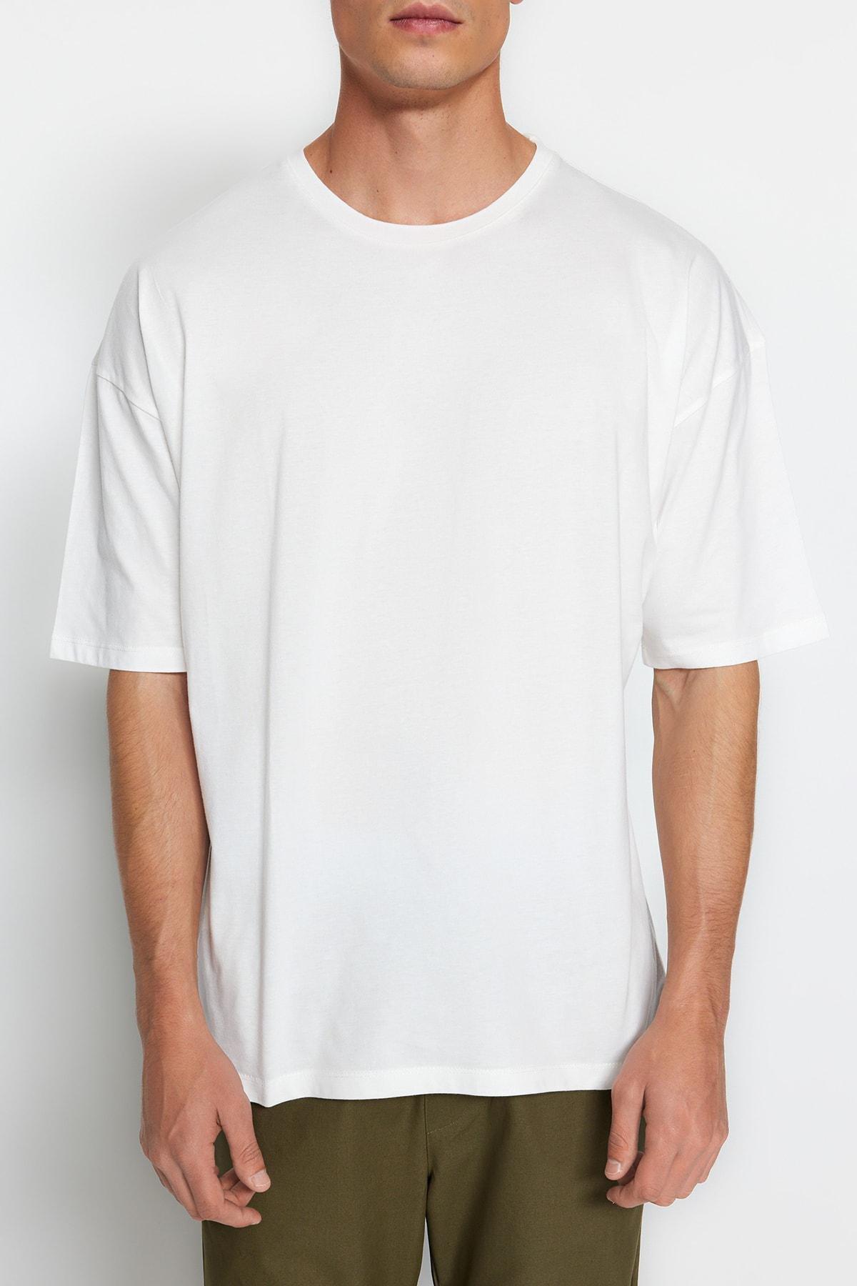 Cream Printed Oversize T-Shirt, , large image number 3