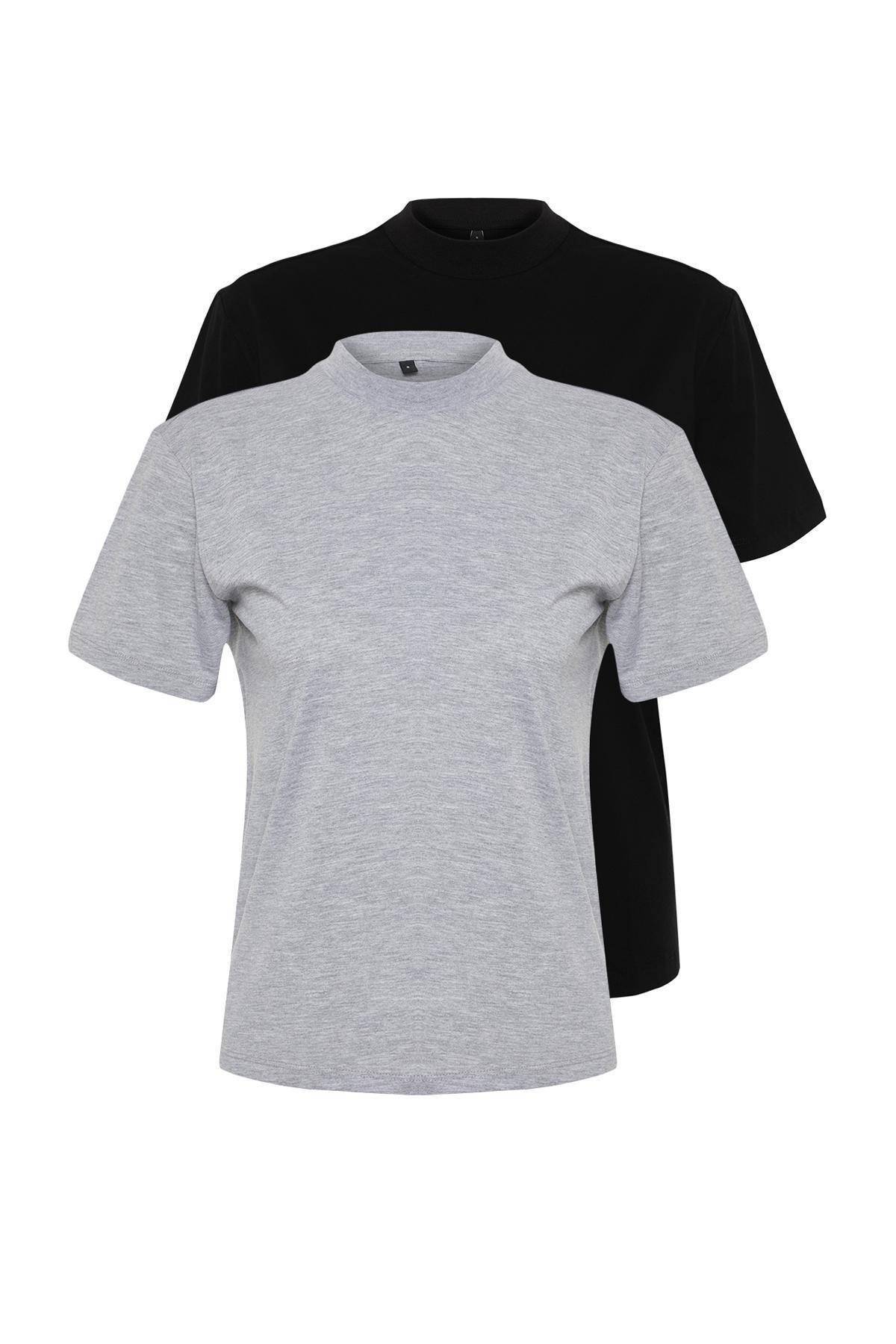Multicolour Stand-Up Collar T-Shirt, Set Of 2, , large image number 5