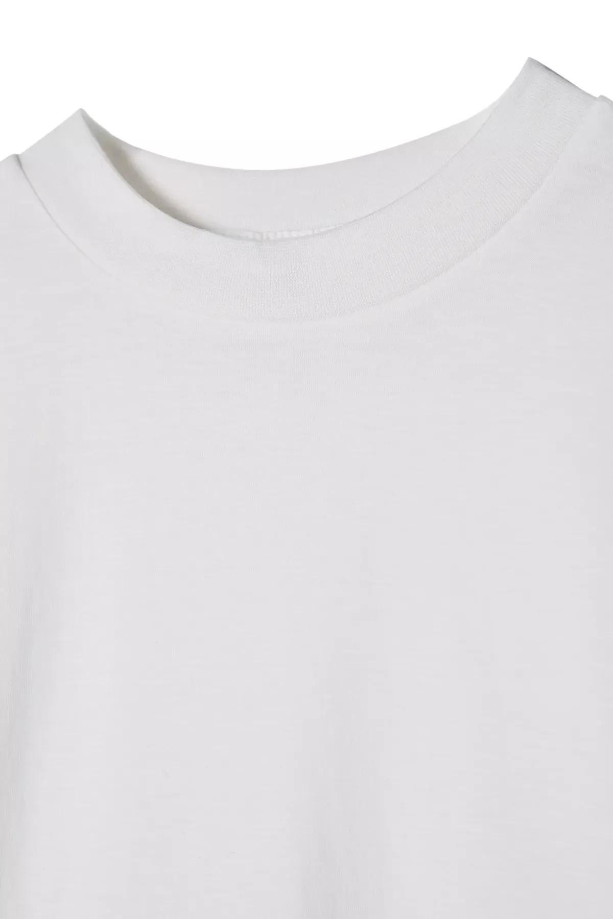 Beige-Blue Stand Collar T-Shirts, set of 2, , large image number 2
