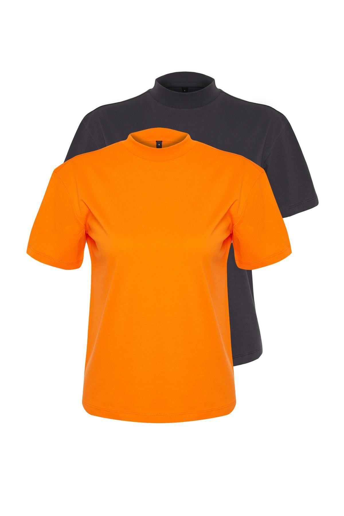 Multicolour Knitted T-Shirt, Set Of 2, Orange, large image number 6