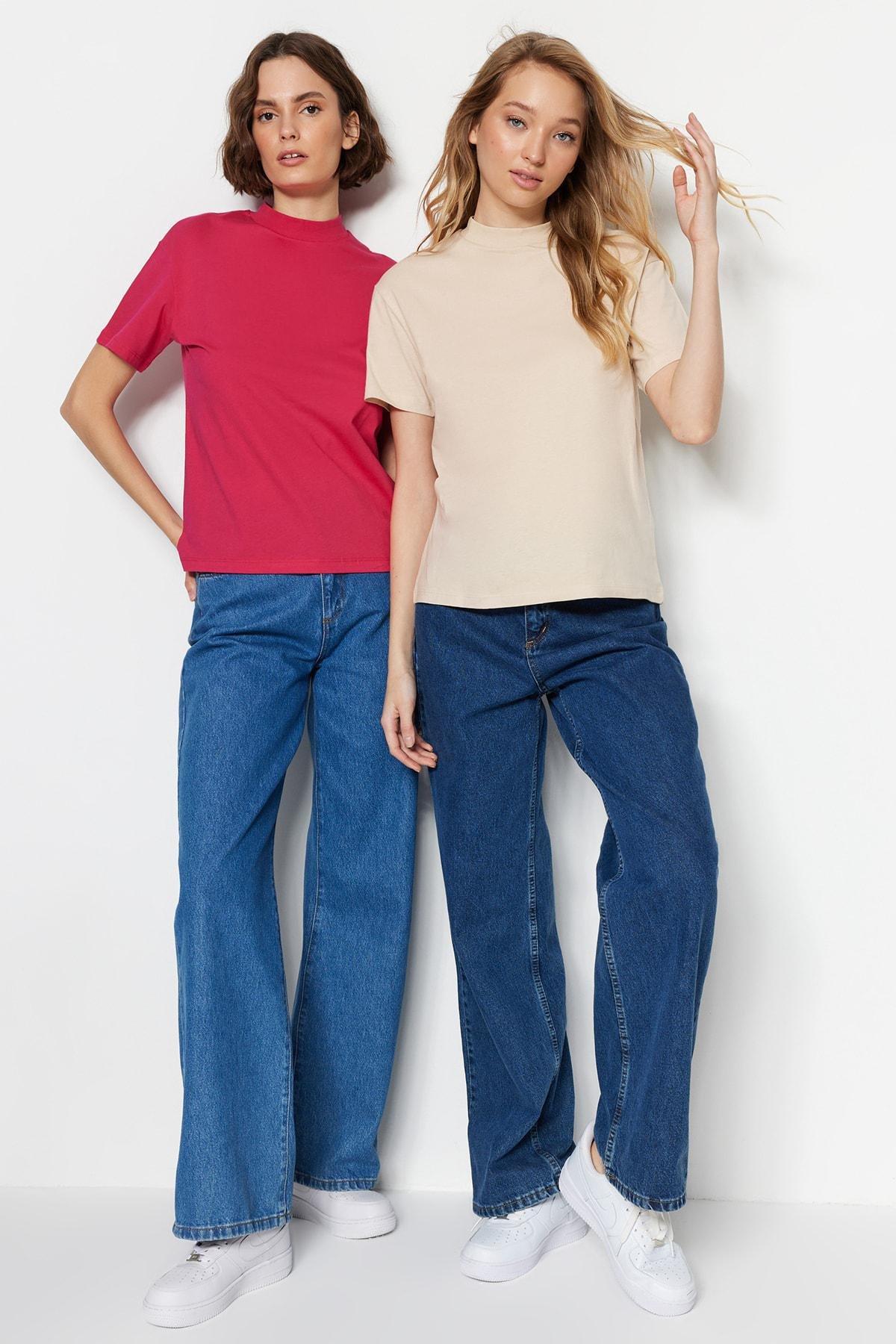 Beige Regular fit T-Shirt, 2 pcs, Beige, medium