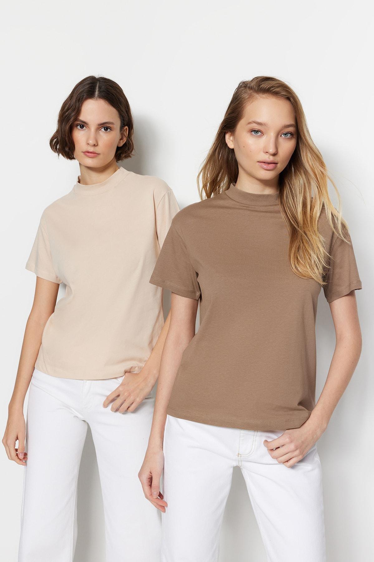 Beige Regular fit T-Shirt, 2 pcs, Beige, medium