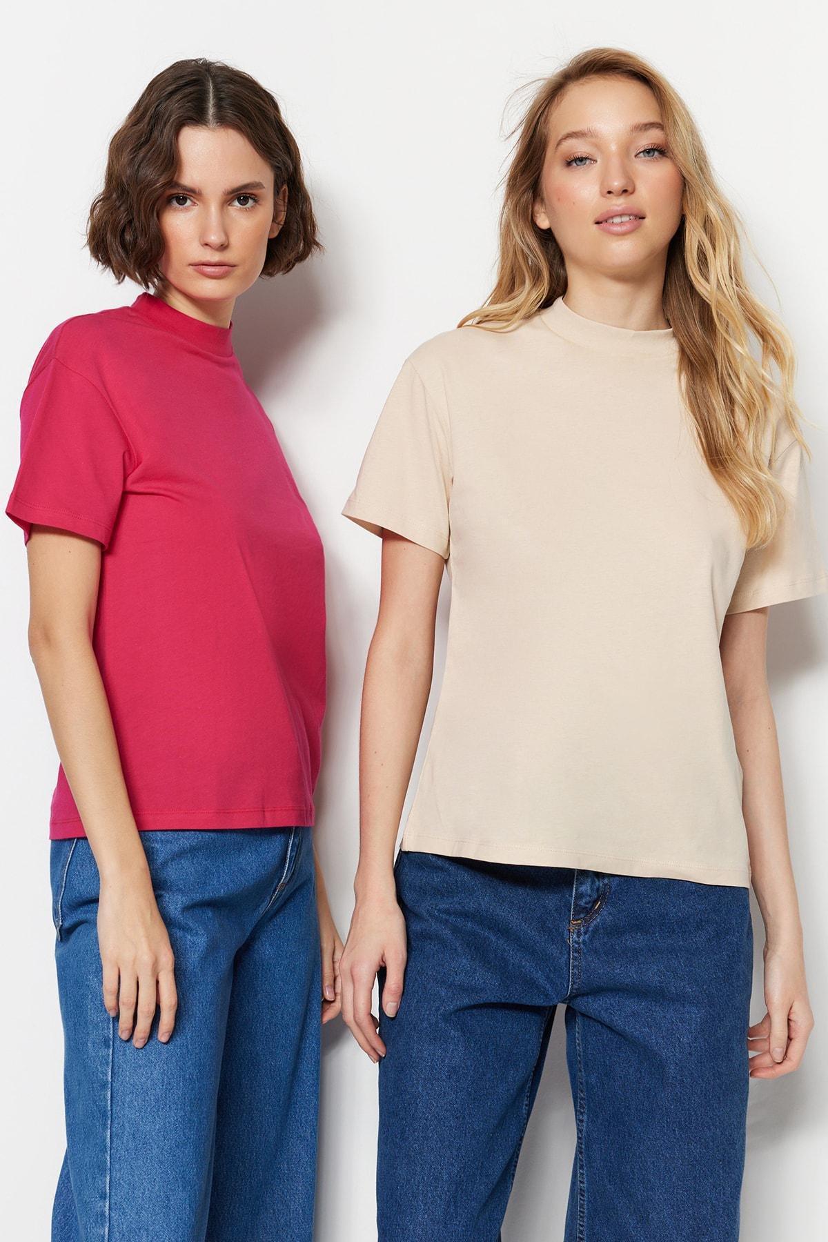 Beige Regular fit T-Shirt, 2 pcs, Beige, medium