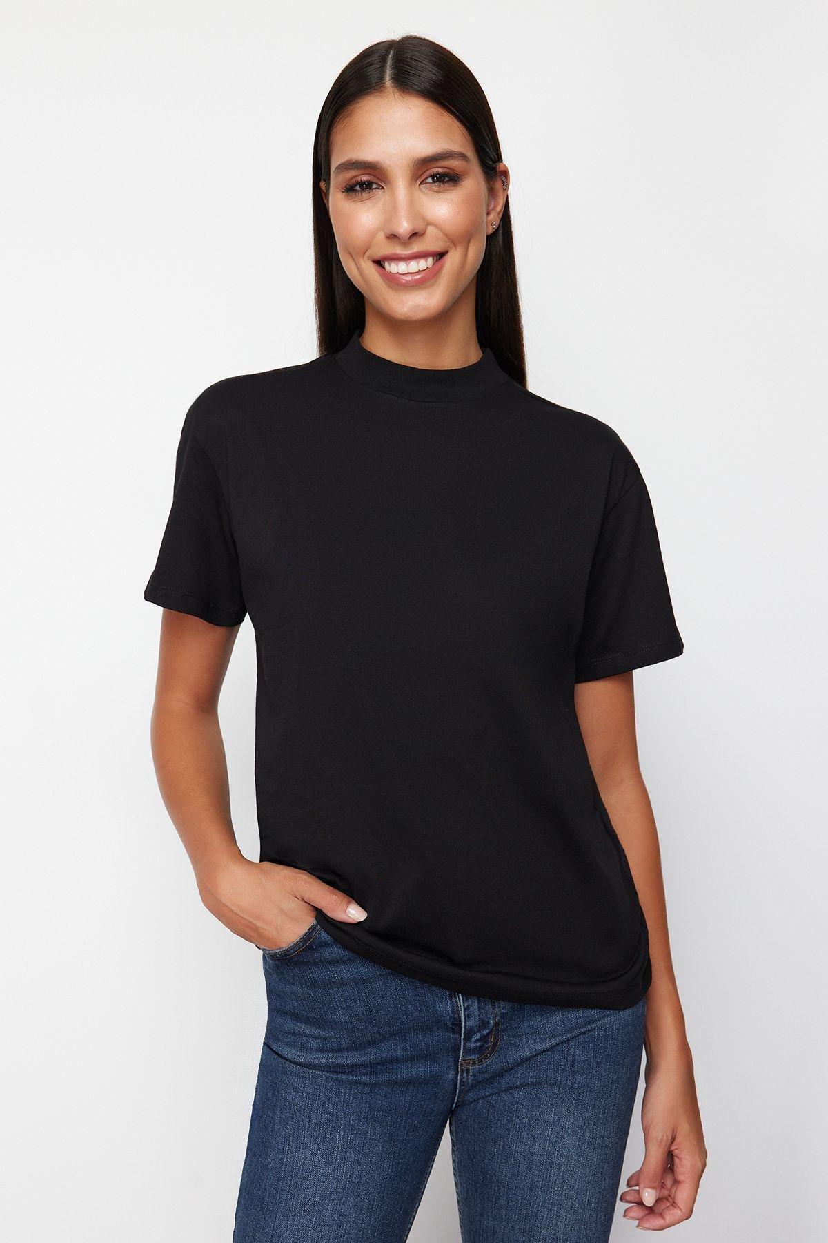 Pink-Black High Neck T-Shirts, set of 2, , large image number 1