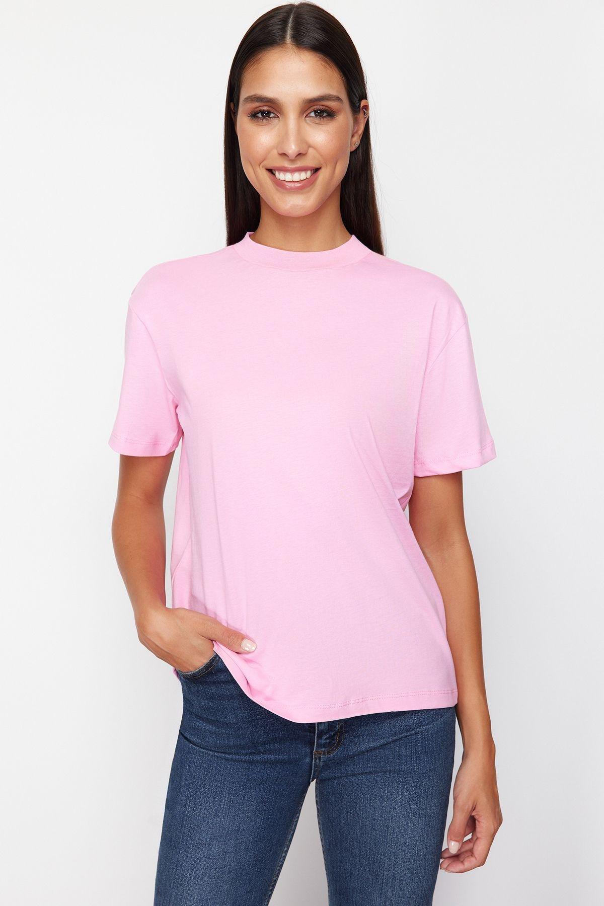 Pink-Black High Neck T-Shirts, set of 2, , large image number 3