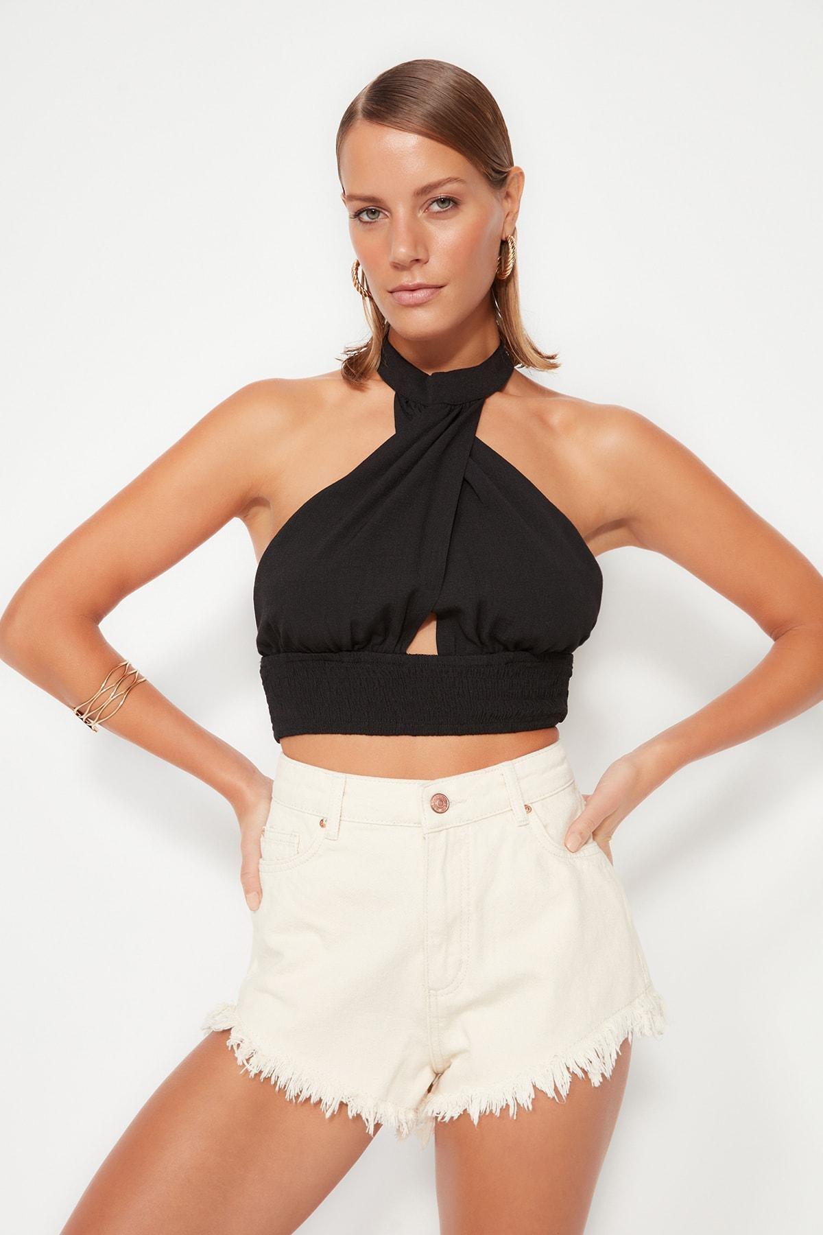 Cream High Waist Straight Shorts, , large image number 1