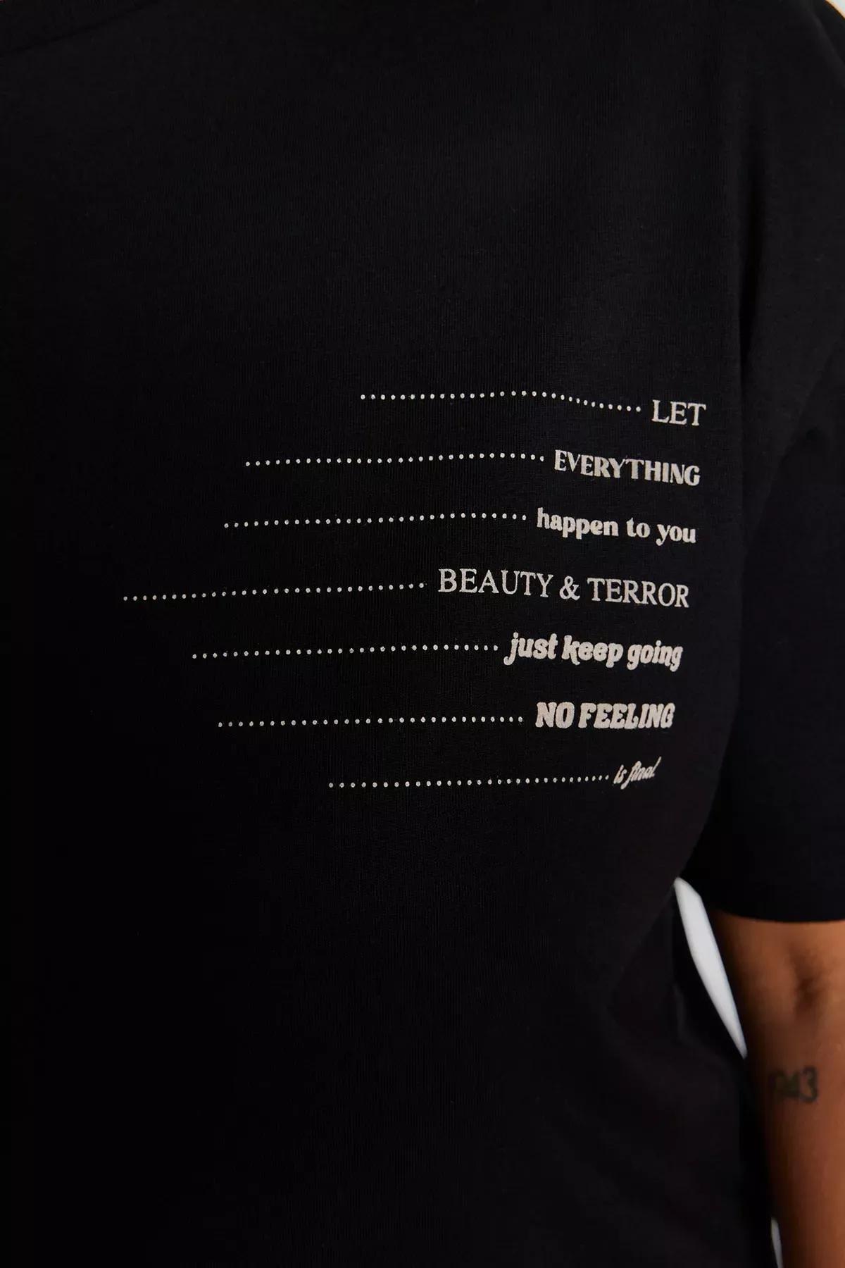 Black Printed Plus Size Dress, Black, large image number 4