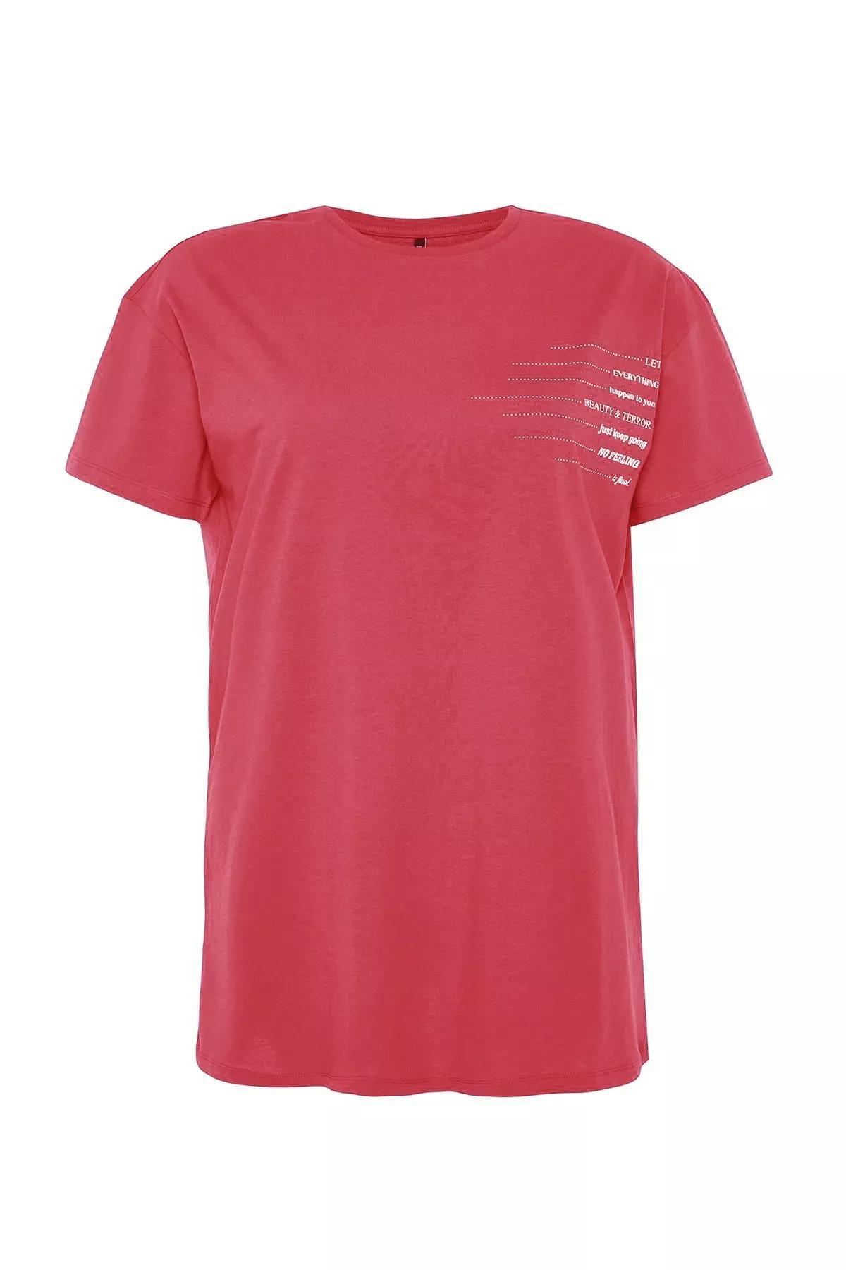 Pink Slogan Cotton T-Shirt Dress, C101_7329, large image number 4