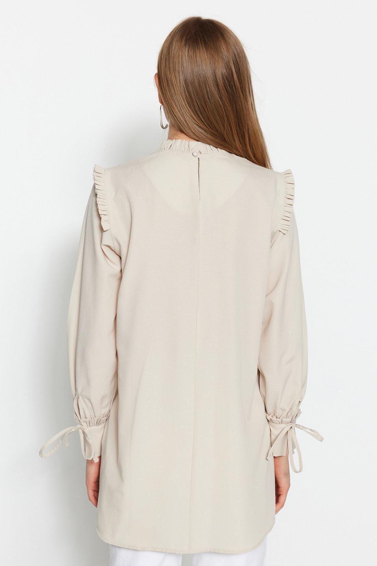Beige Puffed Sleeve Tunic, , large image number 5