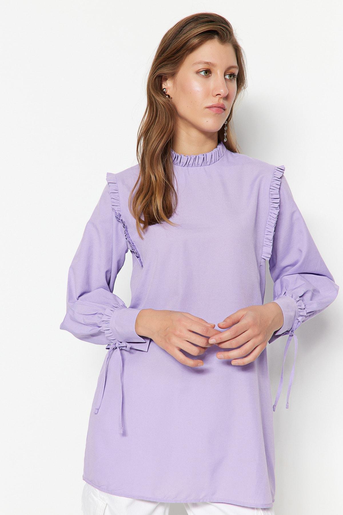 Purple Puffed Sleeve Tunic, , large image number 0