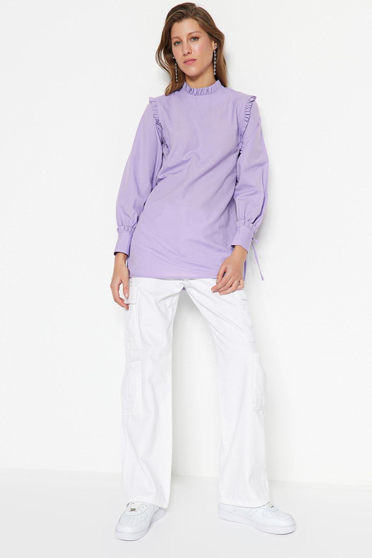 Purple Puffed Sleeve Tunic, , large image number 1