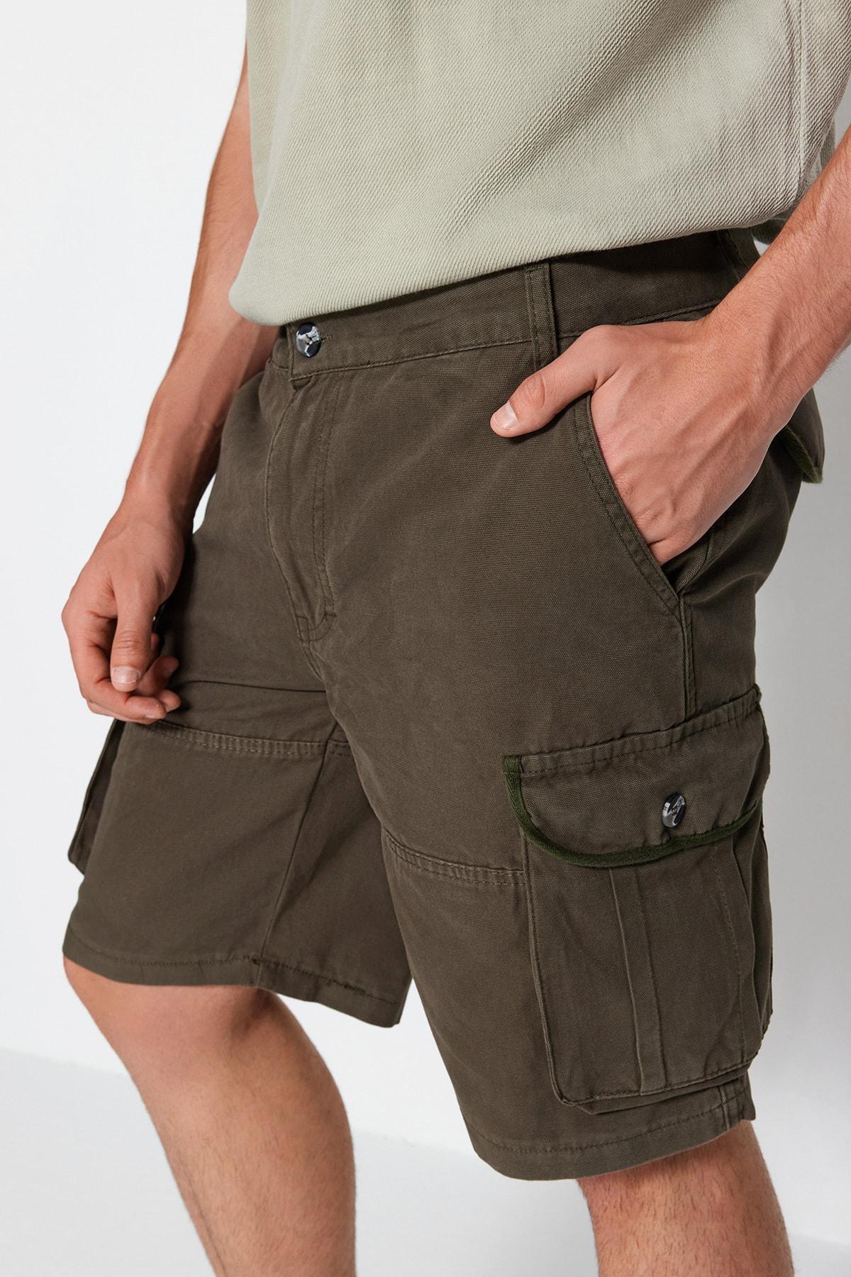 Khaki Canvas Cargo Shorts, Khaki, large image number 0
