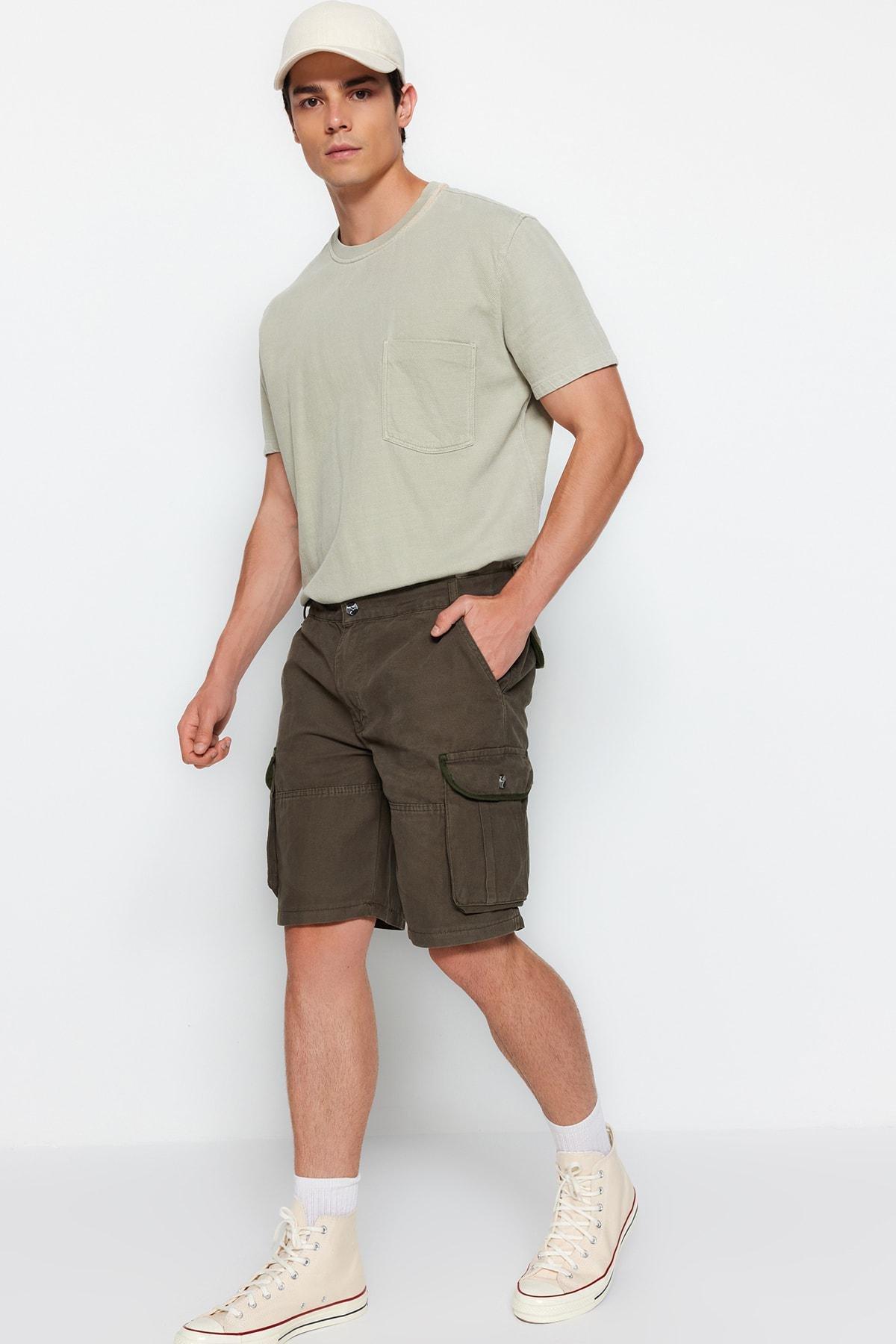 Khaki Canvas Cargo Shorts, Khaki, large image number 2