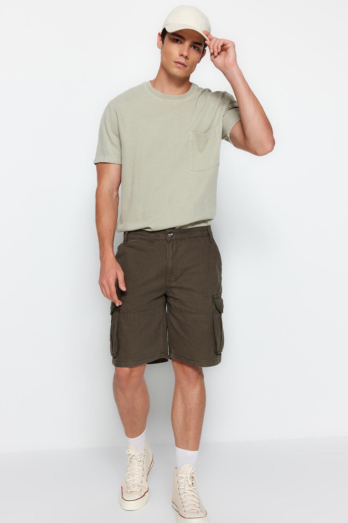Khaki Canvas Cargo Shorts, Khaki, large image number 4