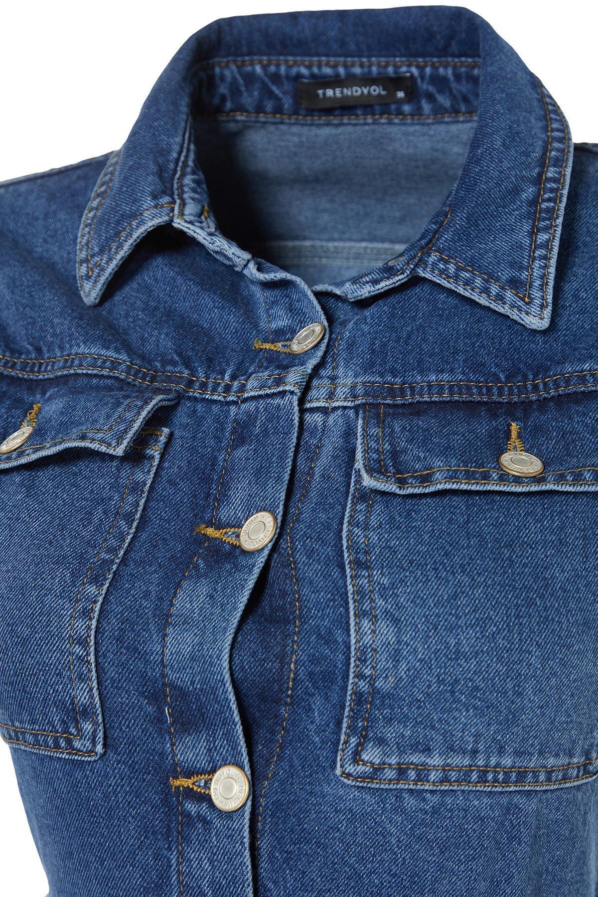 Blue Lapel Collar Jumpsuit, , large image number 7