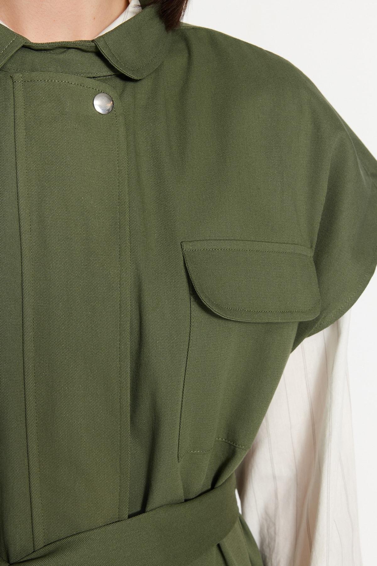 Khaki Shirt Collar Vest, , large image number 3