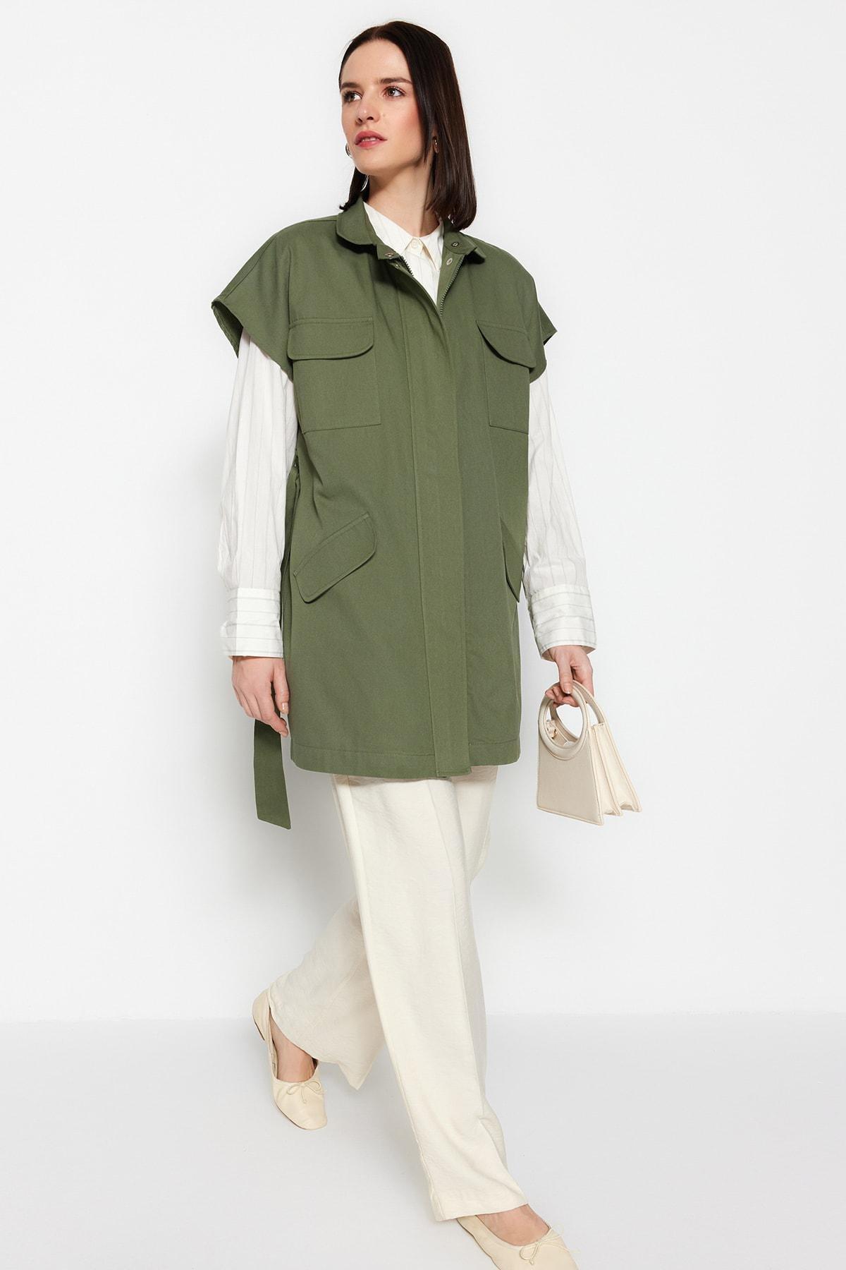 Khaki Shirt Collar Vest, , large image number 4