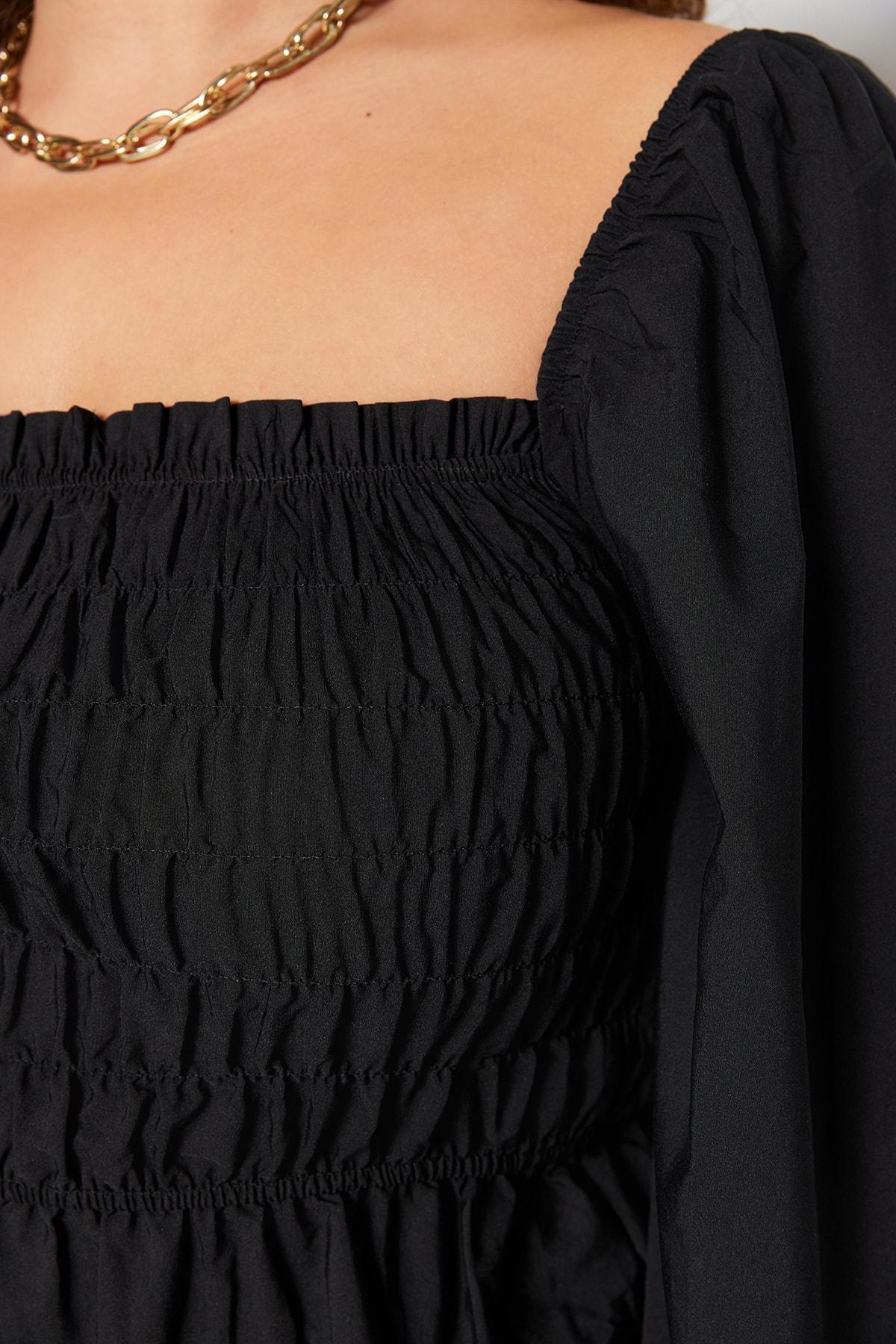 Black Fitted Plus Size Blouse, , large image number 3