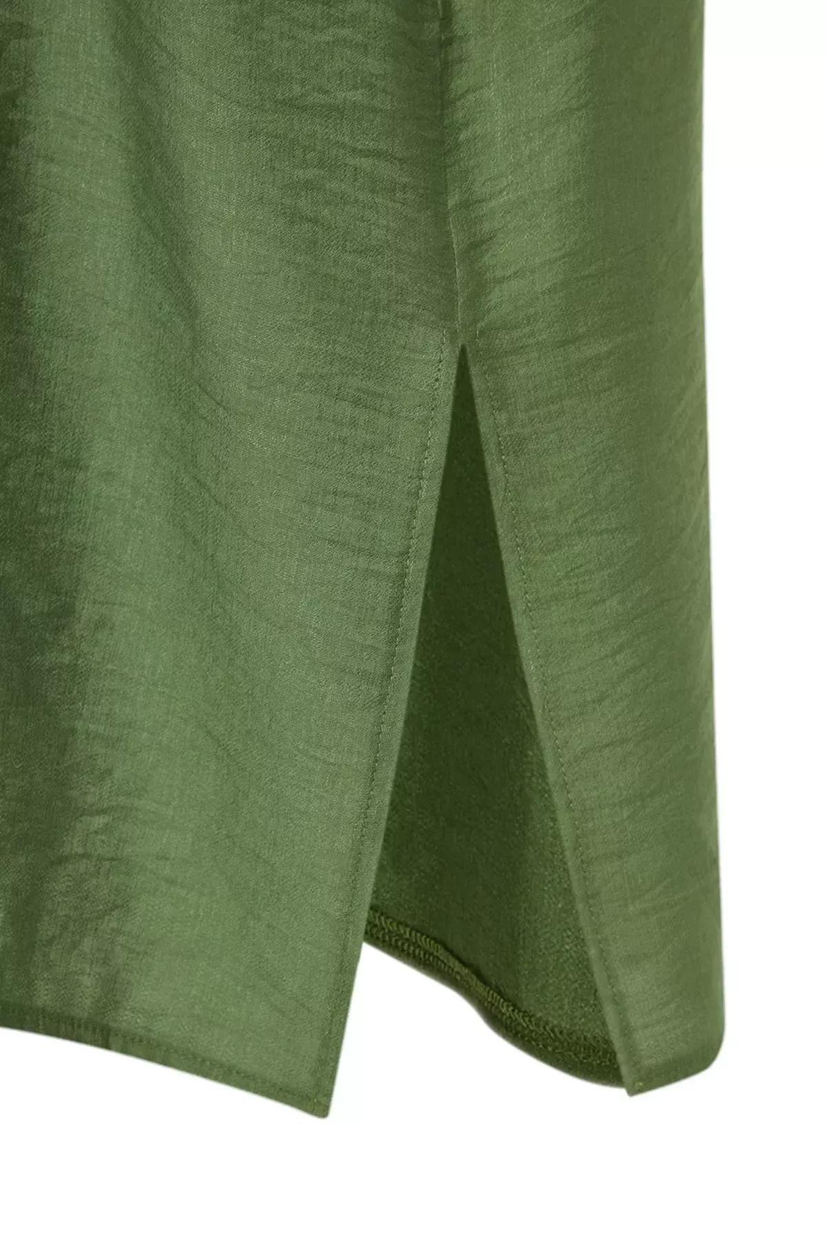 Green Shift Plus Size Dress, Khaki, large image number 6