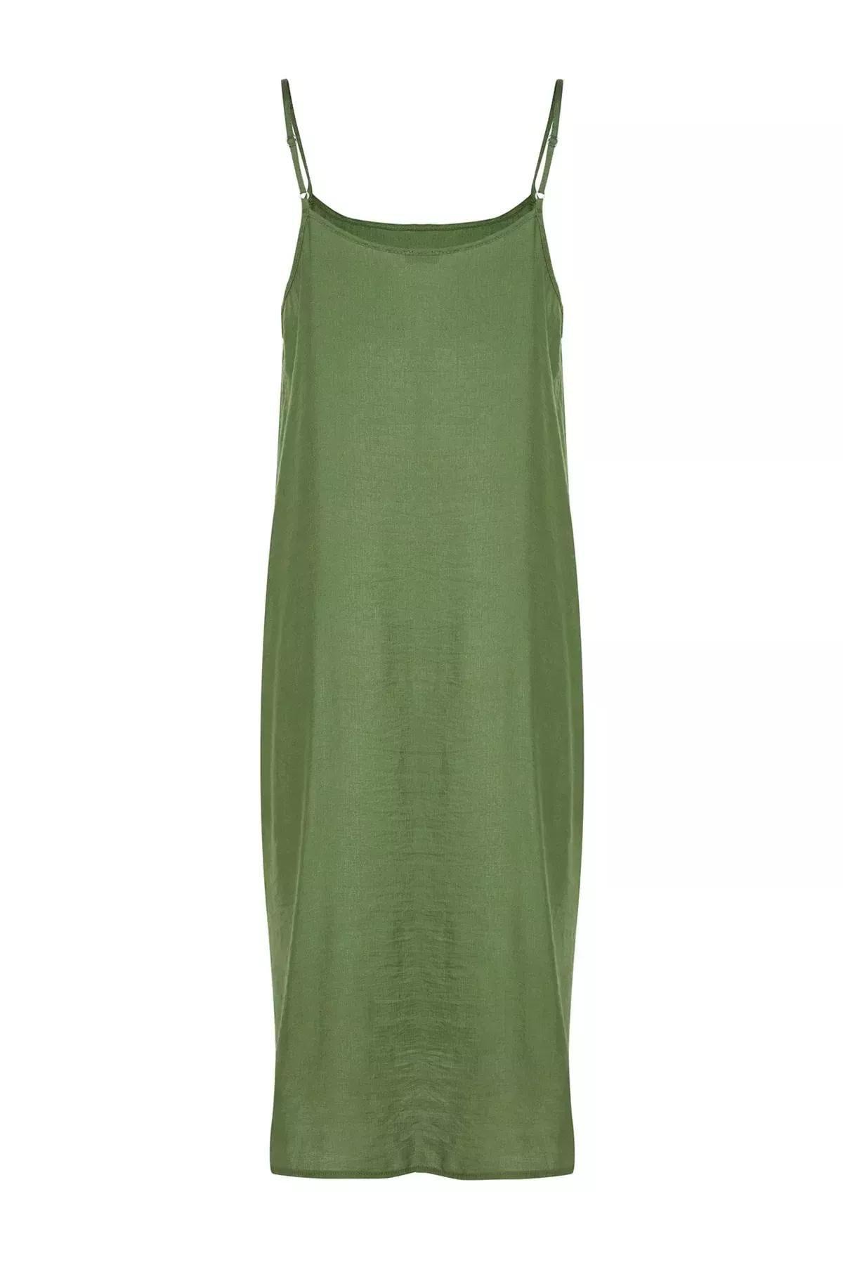 Green Shift Plus Size Dress, Khaki, large image number 7