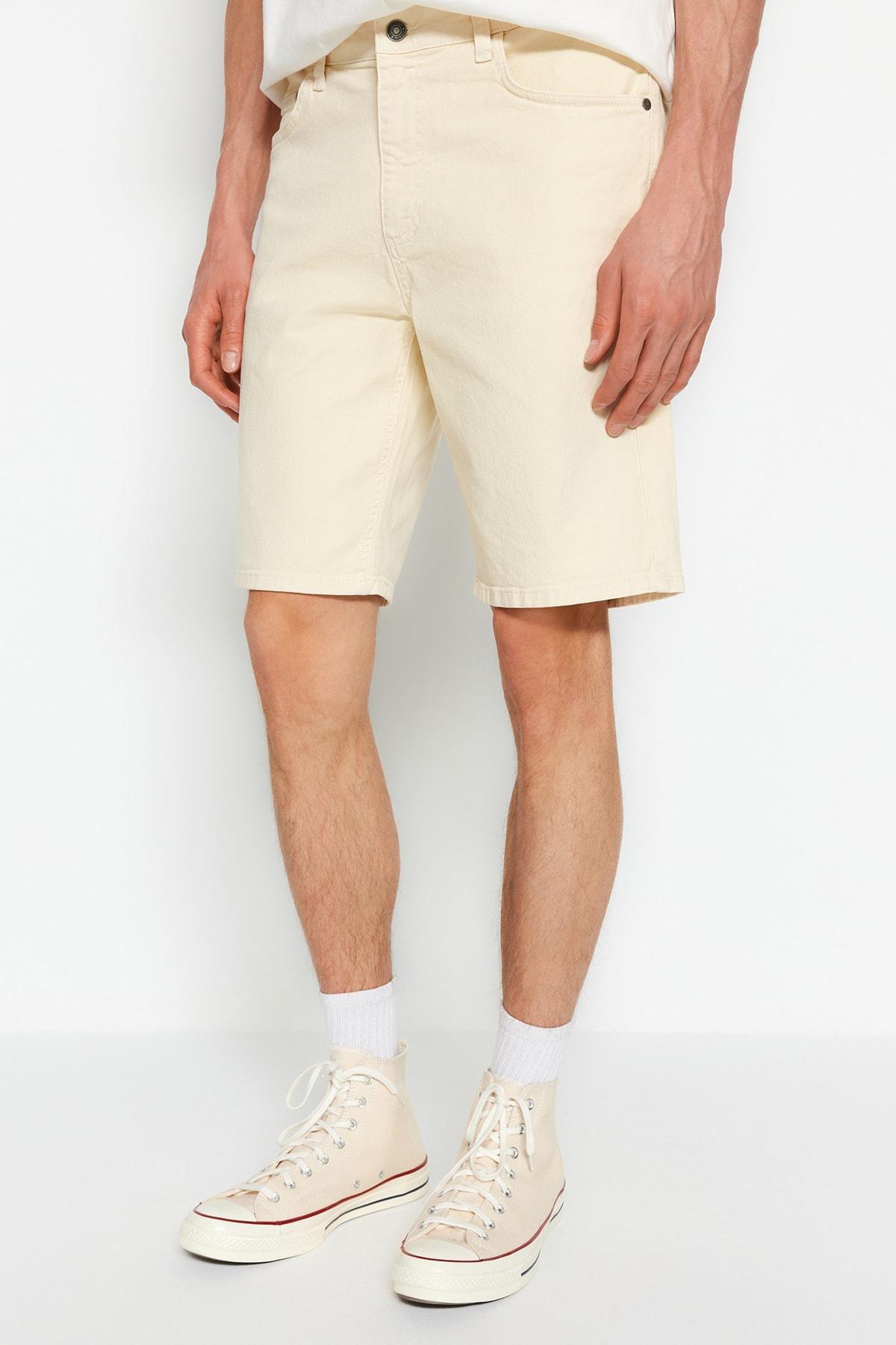 Beige Normal Waist Shorts, , large image number 0