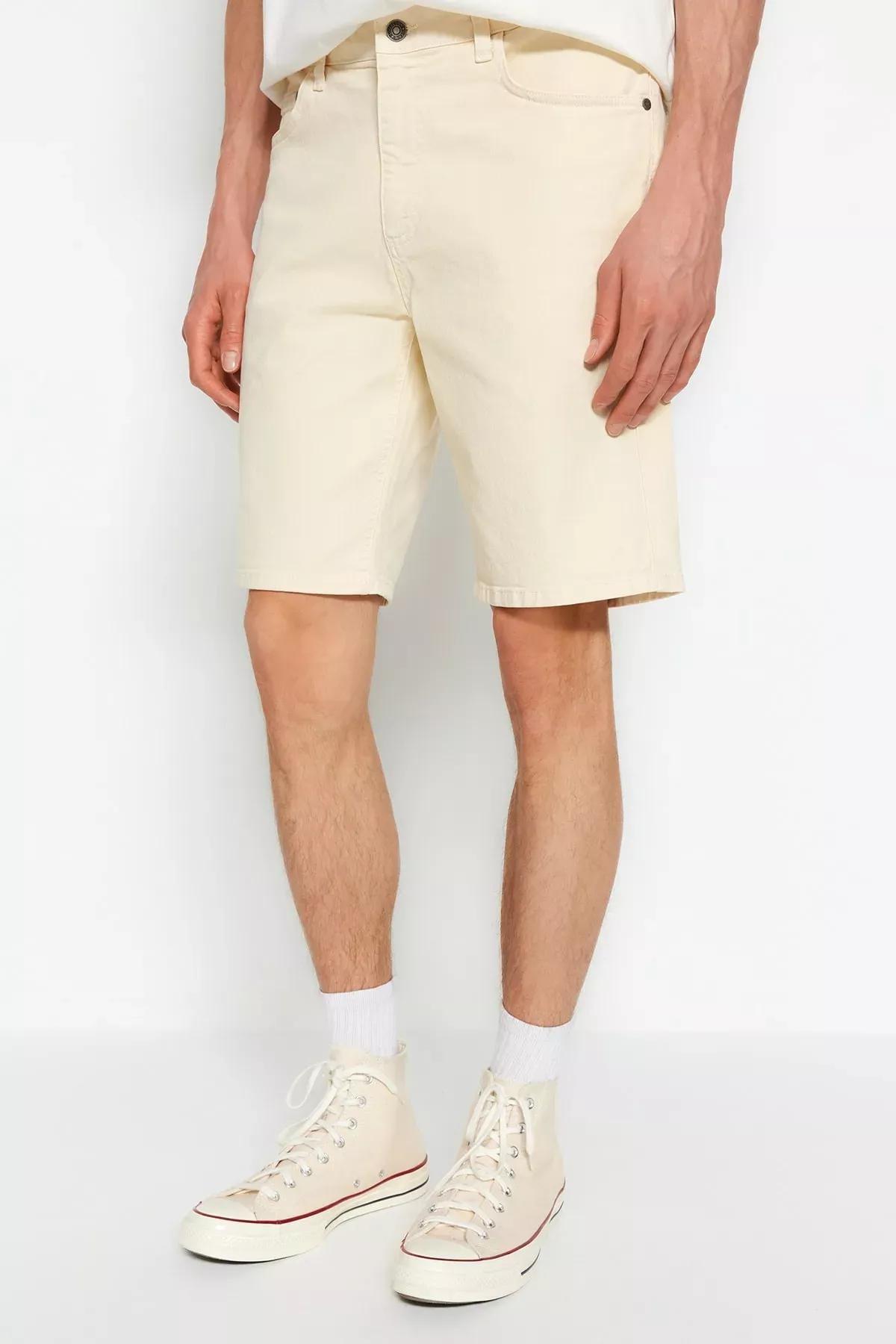 Beige Normal Waist Shorts, Beige, large image number 0