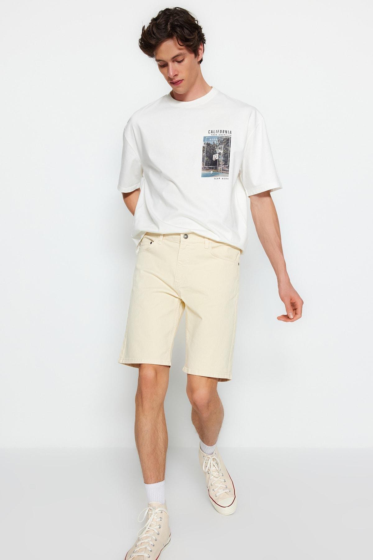 Beige Normal Waist Shorts, , large image number 1