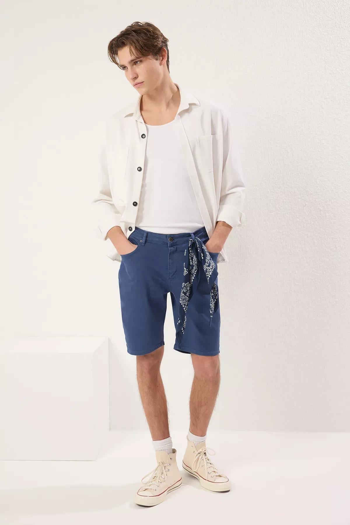 Blue Regular Fit Denim Shorts, , large image number 0