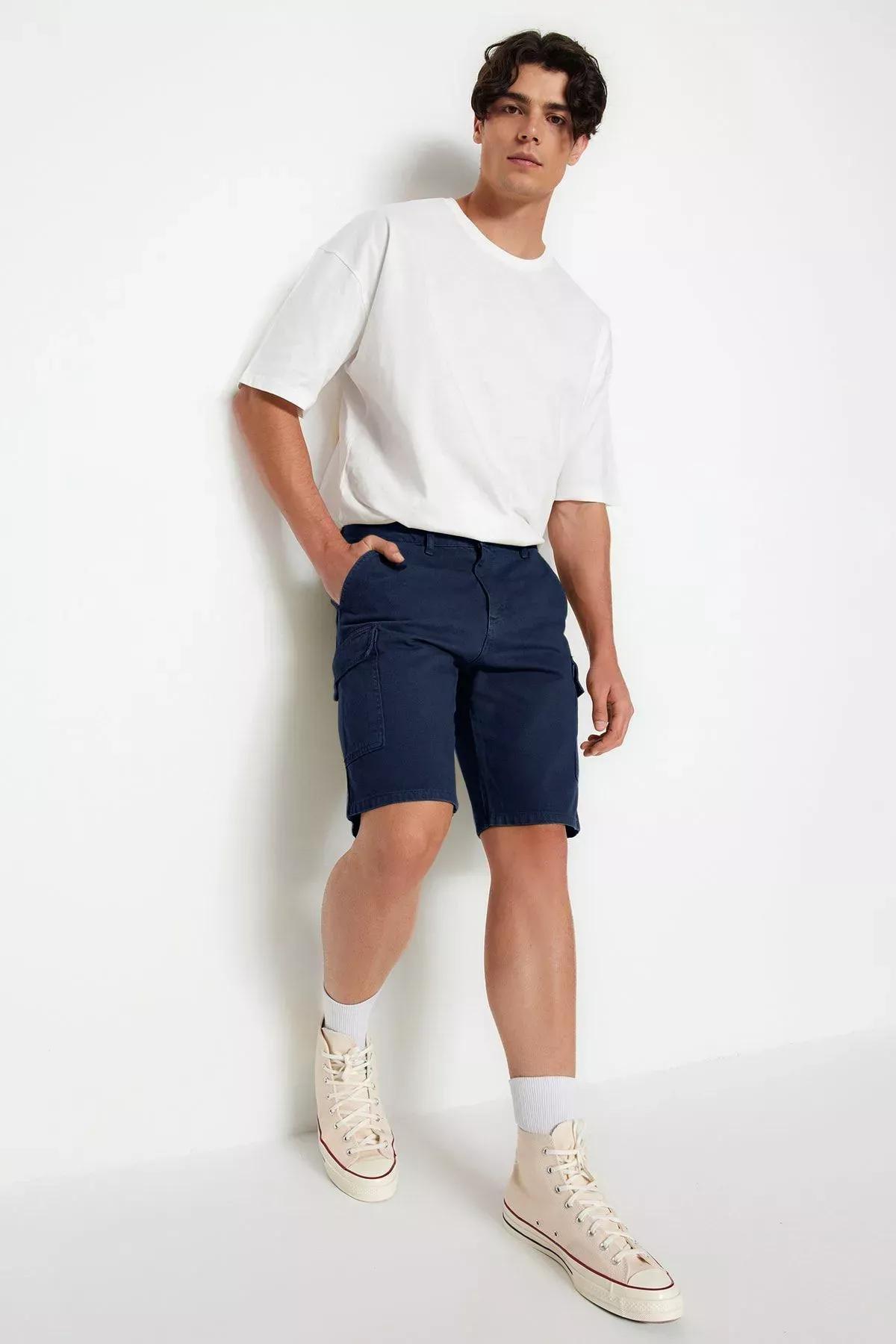 Blue Relaxed Shorts & Bermuda, Indigo, large image number 7