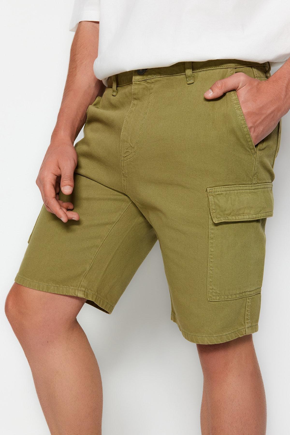 Trendyol - Khaki Mid Waist Shorts