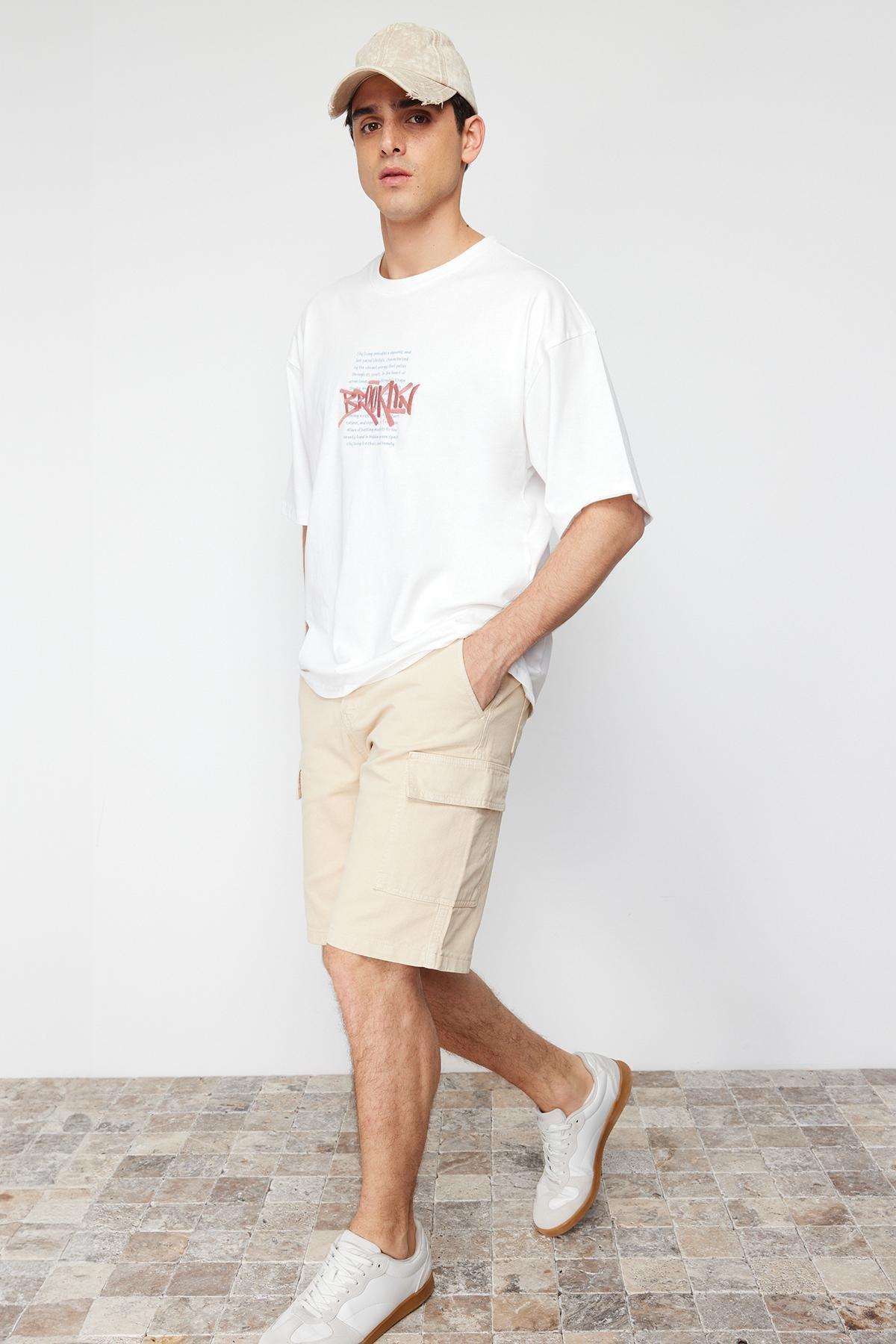 Stone Comfort Cut Cargo Pocket Denim Denim Shorts & Bermuda TMNSS23SR00065, , large image number 0
