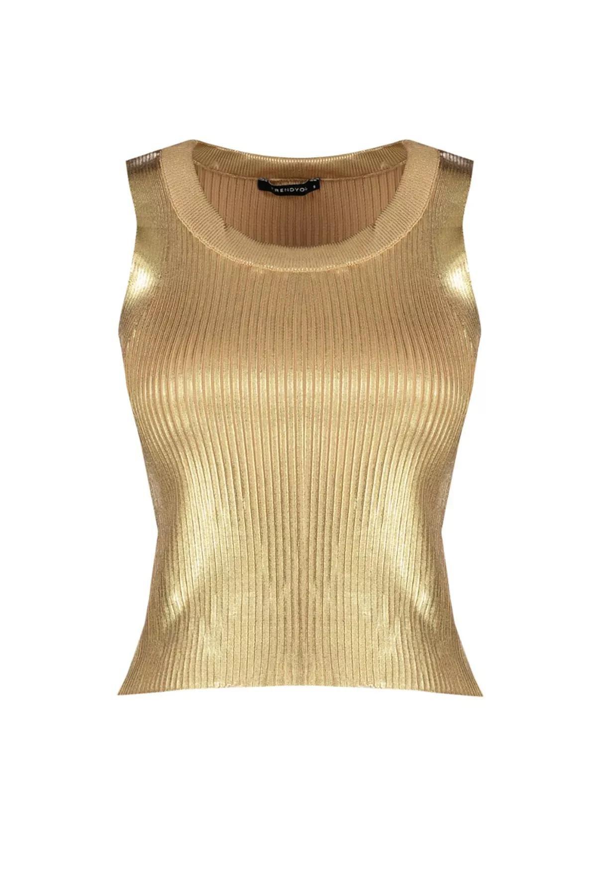 Gold Crew Neck Blouse, , large image number 5