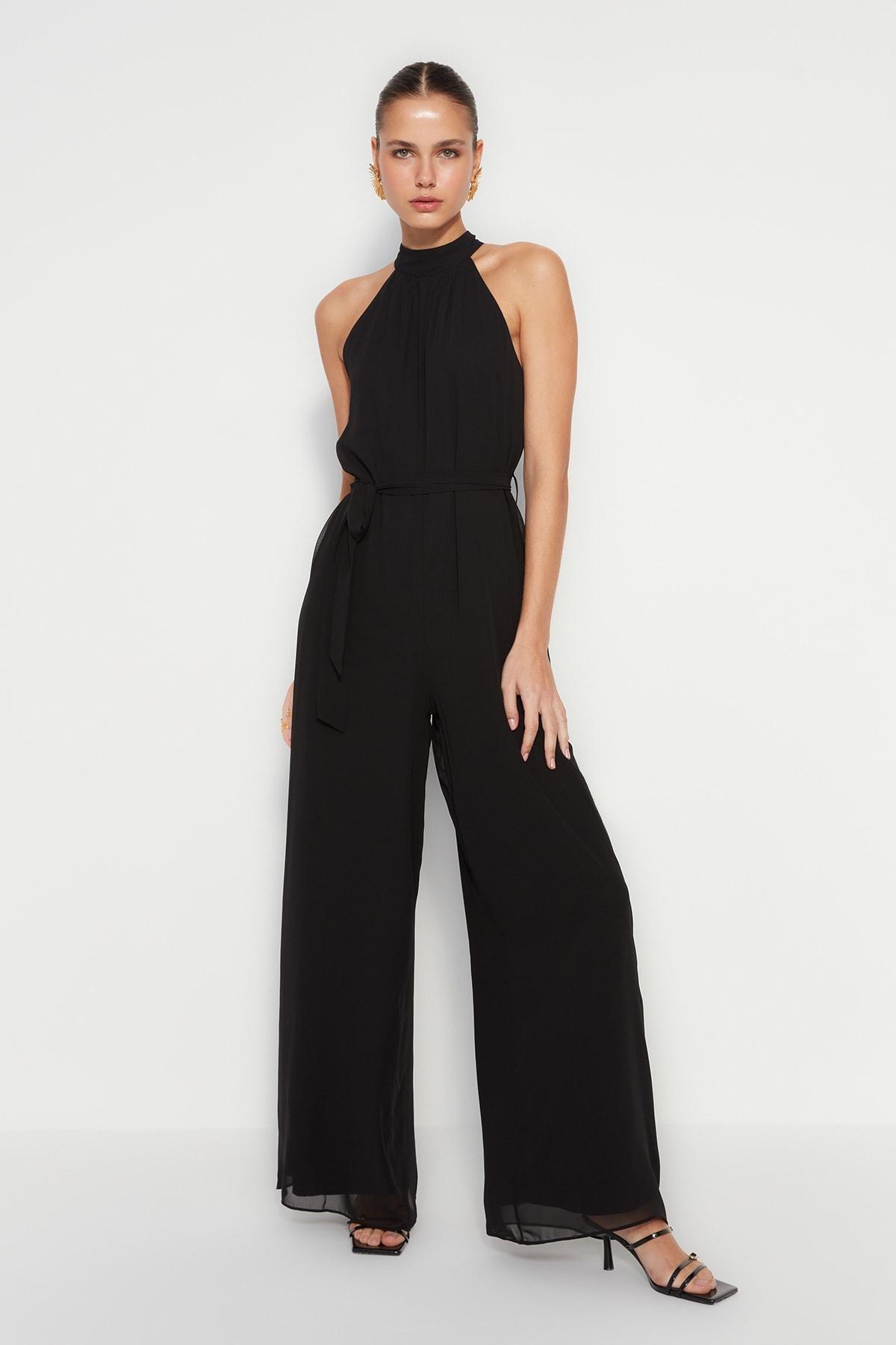 Black Halter neck Jumpsuit, , large image number 0